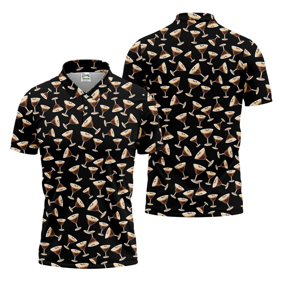 Espresso Martini Print Golf Shirt, Men's Golf Polo ShirtShirts For Men, Polo Shirt Men