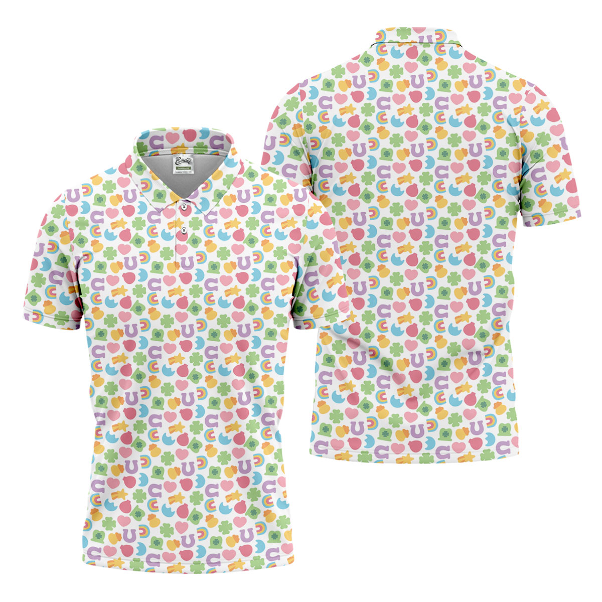 St Patrick's Day Lucky Charms White Golf Shirt, Cute Golf Outfit, Polo Shirt Men, Golf Shirts For Men
