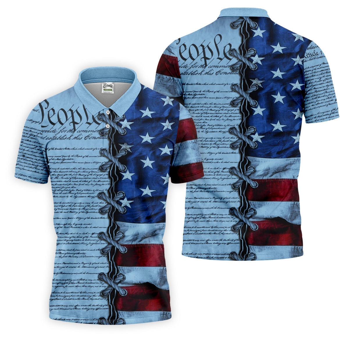 We The People Preamble Patriotic 4th Of July Blue Golf Shirt, 250th Anniversary Golf Shirts For Men