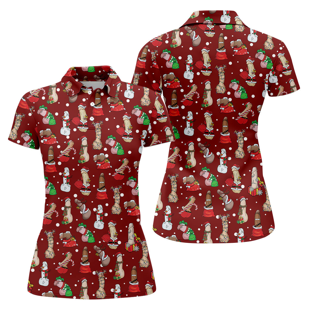 Naughty Santa Hat Christmas Polo Shirt Unique Gift For Golfer, Ladies Golf Shirts, Golf Gifts For Women