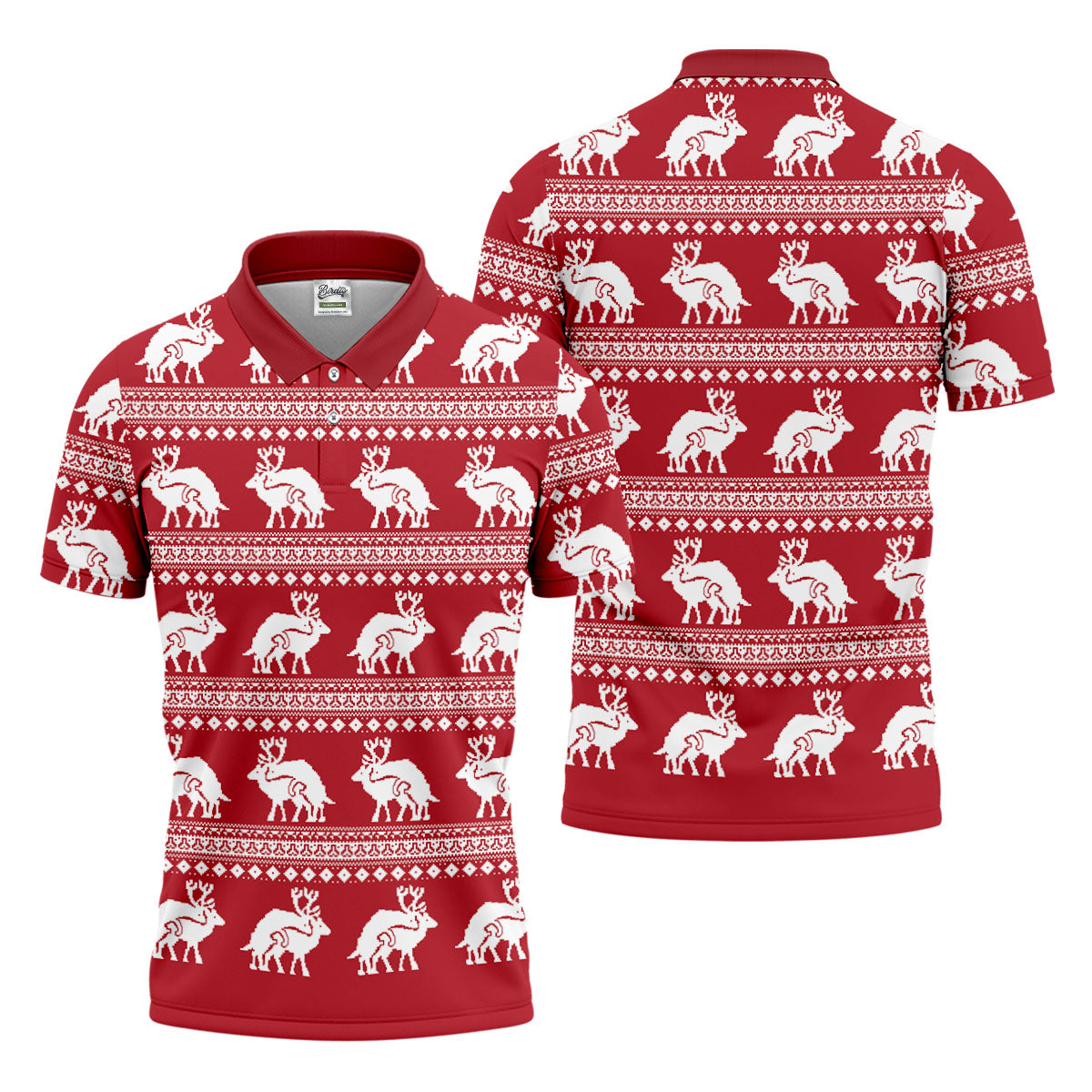 Reindeer Humping Seamless Pattern Golf Shirt, Christmas Golf Shirt, Golf Shirts For Men, Golf Gift For Men