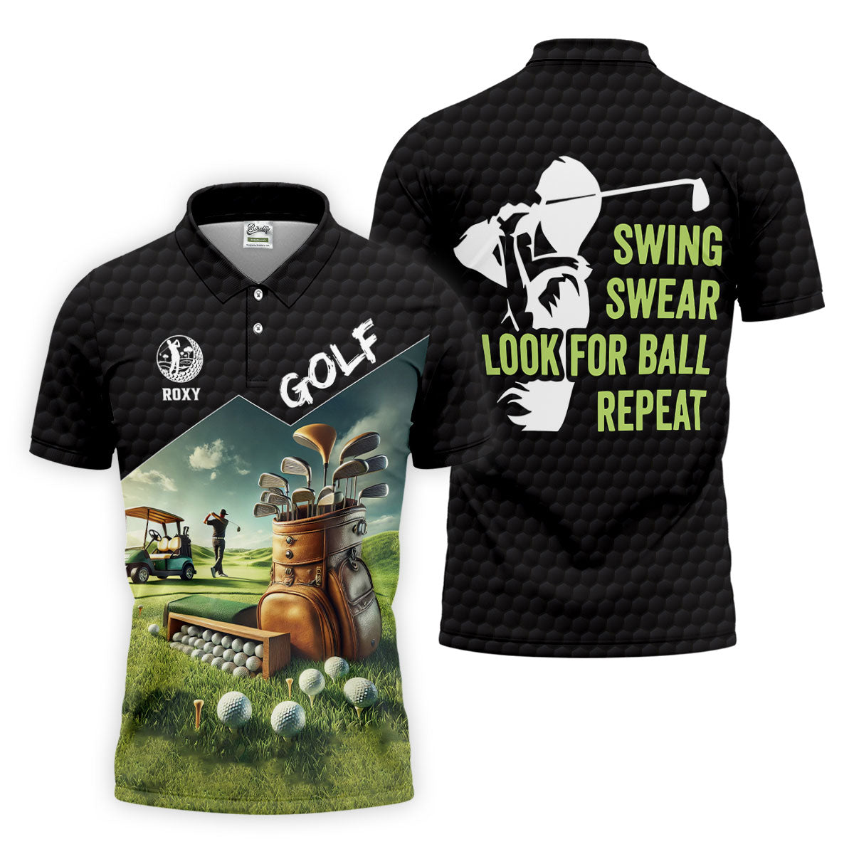 Swing Swear Look For Ball Repeat Funny Golf Shirt, Custom Golf Shirts, Golf Shirts For Men