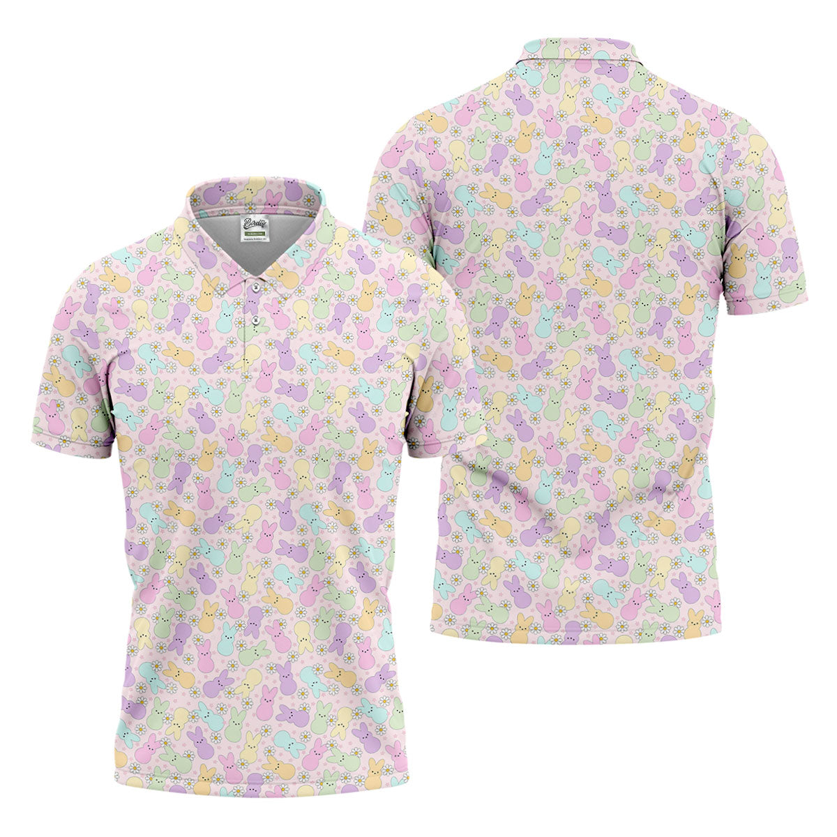 Easter Bunny Seamless Pattern Golf Shirts For Men, Men's Funny Golf Shirts, Cute Golf Outfit, Polo ShirtFor Men