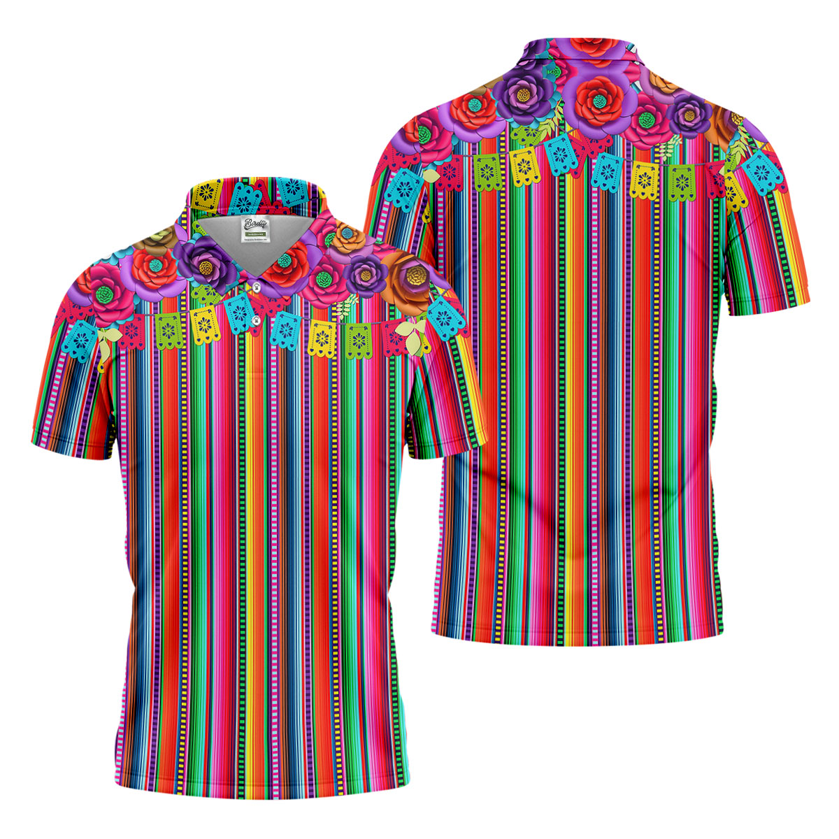 Mexican Serape Pattern Golf Tops For Men, Cinco De Mayo Celebration Golf Shirts For Men