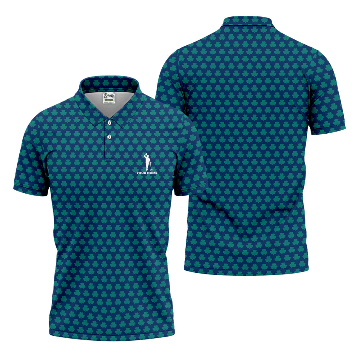 Three Leaf Clover Seamless Pattern St Patrick's Day Golf Shirt, Polo ShirtFor Men, Golf Shirts For Men