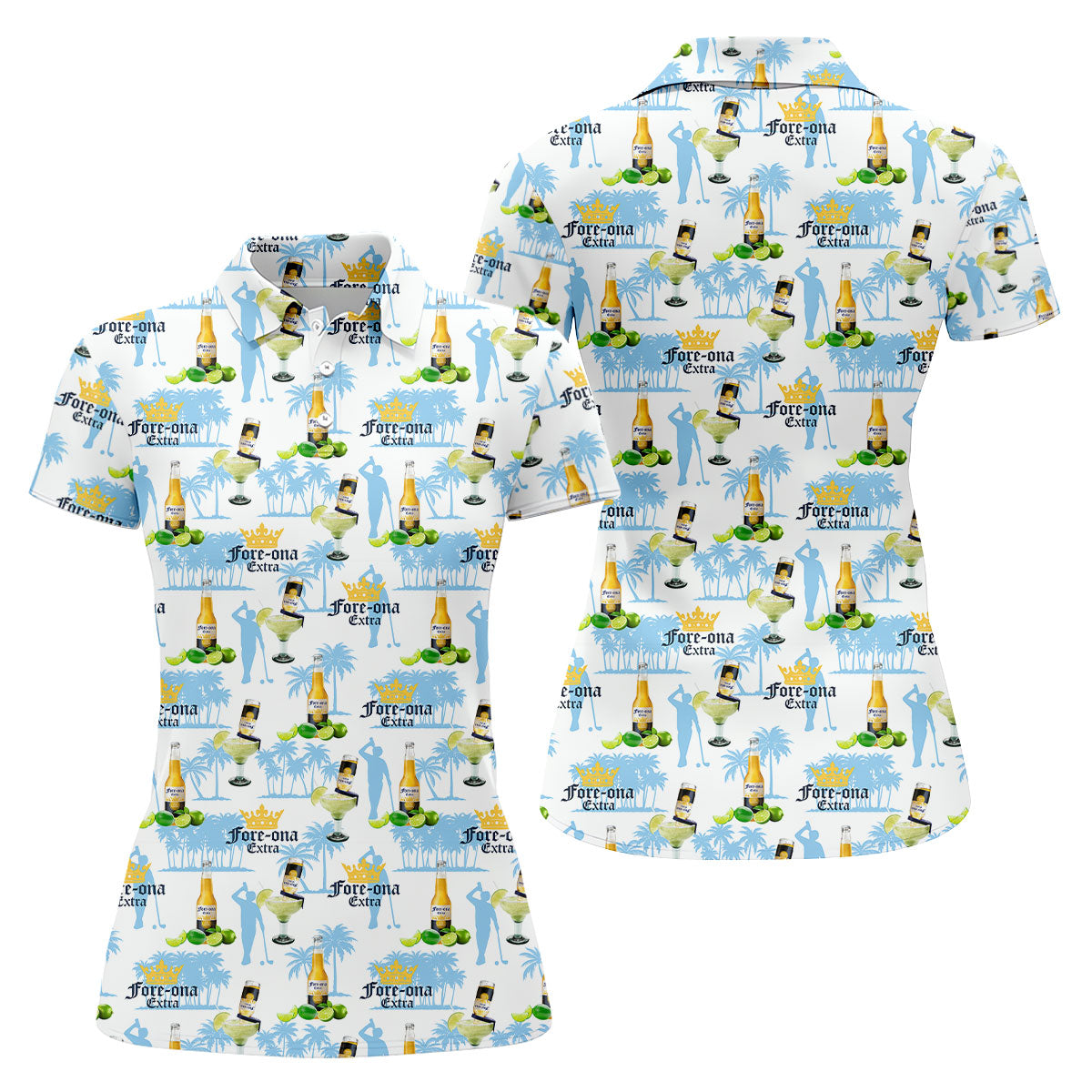 Fore-ona Extra Find Your Fairway Golfer Beer Fun Women's Golf Shirts, Ladies Golf Shirts