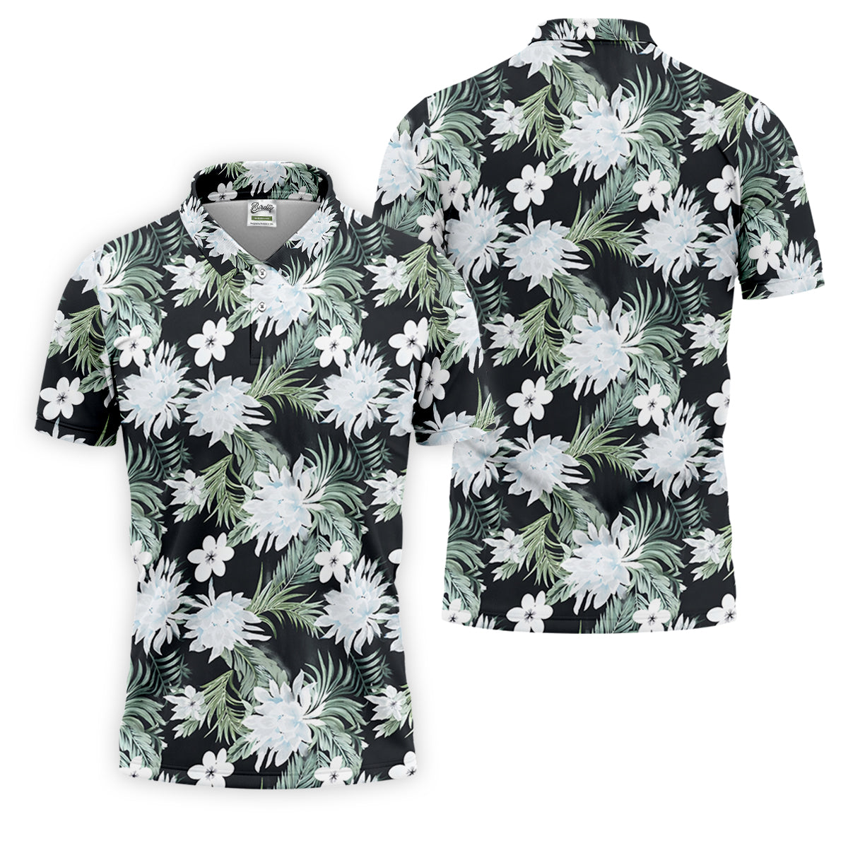 White Flower Tropical Hawaiian Vibe Golf Tops For Men, Golf Shirts For Men, Golf Gift For Men