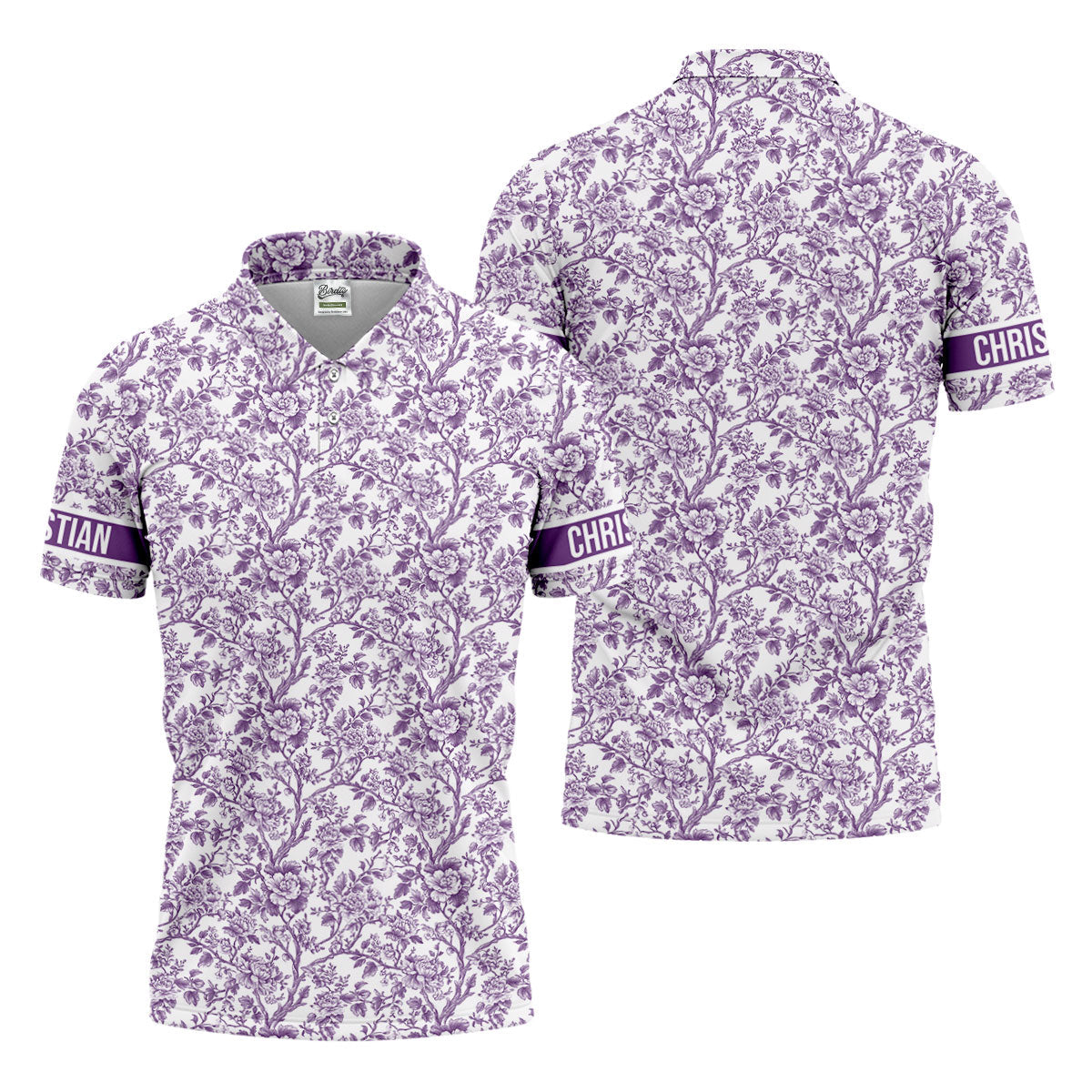 Toile De Jouy Purple Golf Shirt, Golf Tops For Men, Polo ShirtFor Men, Golf Gift For Men, Golf Shirts For Men