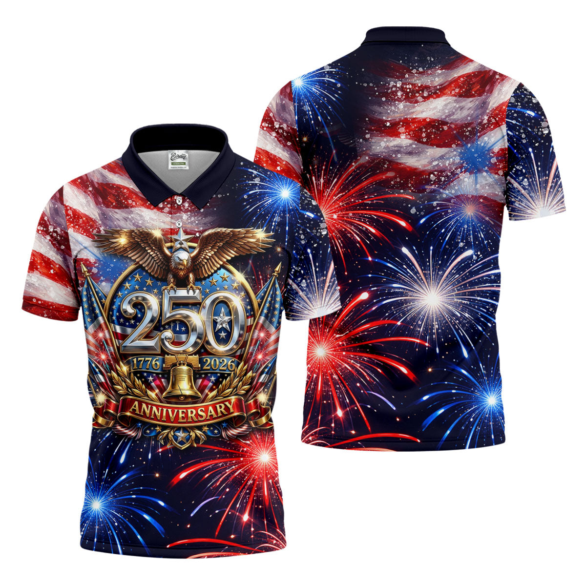 America Bald Eagle Red White Blue Patriotic Celebration 4th Of July Golf Shirt, 250 Years Golf Shirts For Men