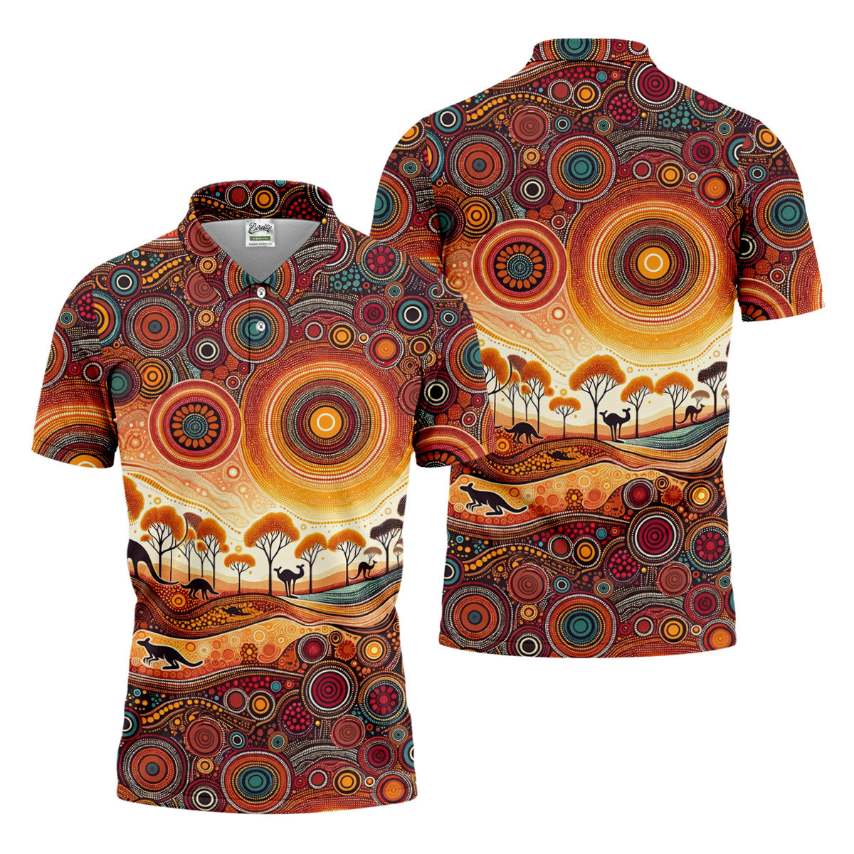 Australian Aboriginal Colourful Art Golf Tops For Men, Australia Kangaroo Polo Shirtor Men