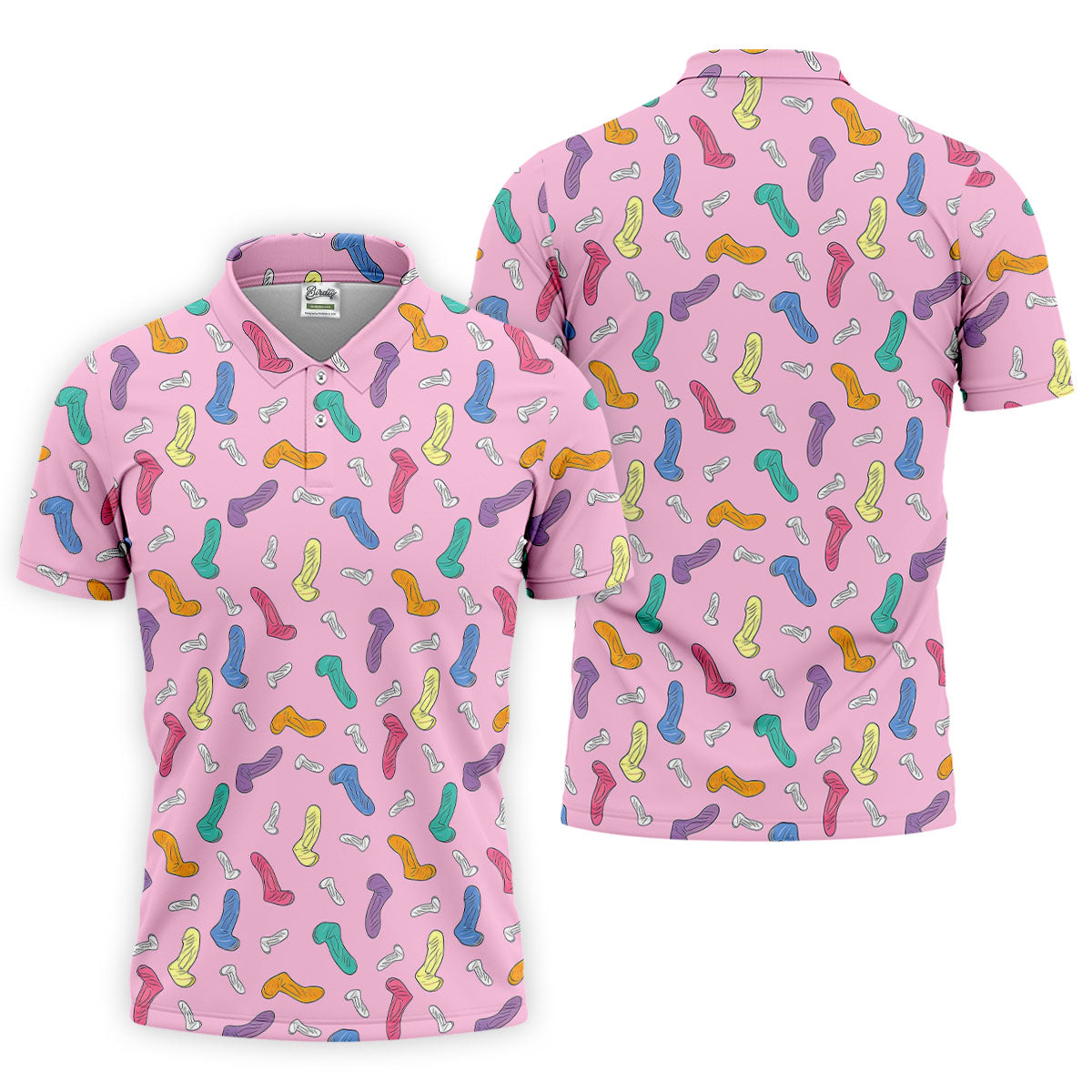 Funny Adult Novelty Pink Pattern Golf Shirt, Mens Polo Shirts, Golf Apparel For Men