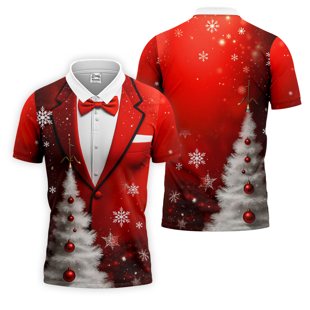 Snow Pine Tree Black And Red Christmas Men's Golf Polo Shirtristmas Golf Shirt, Golf Gift For Men