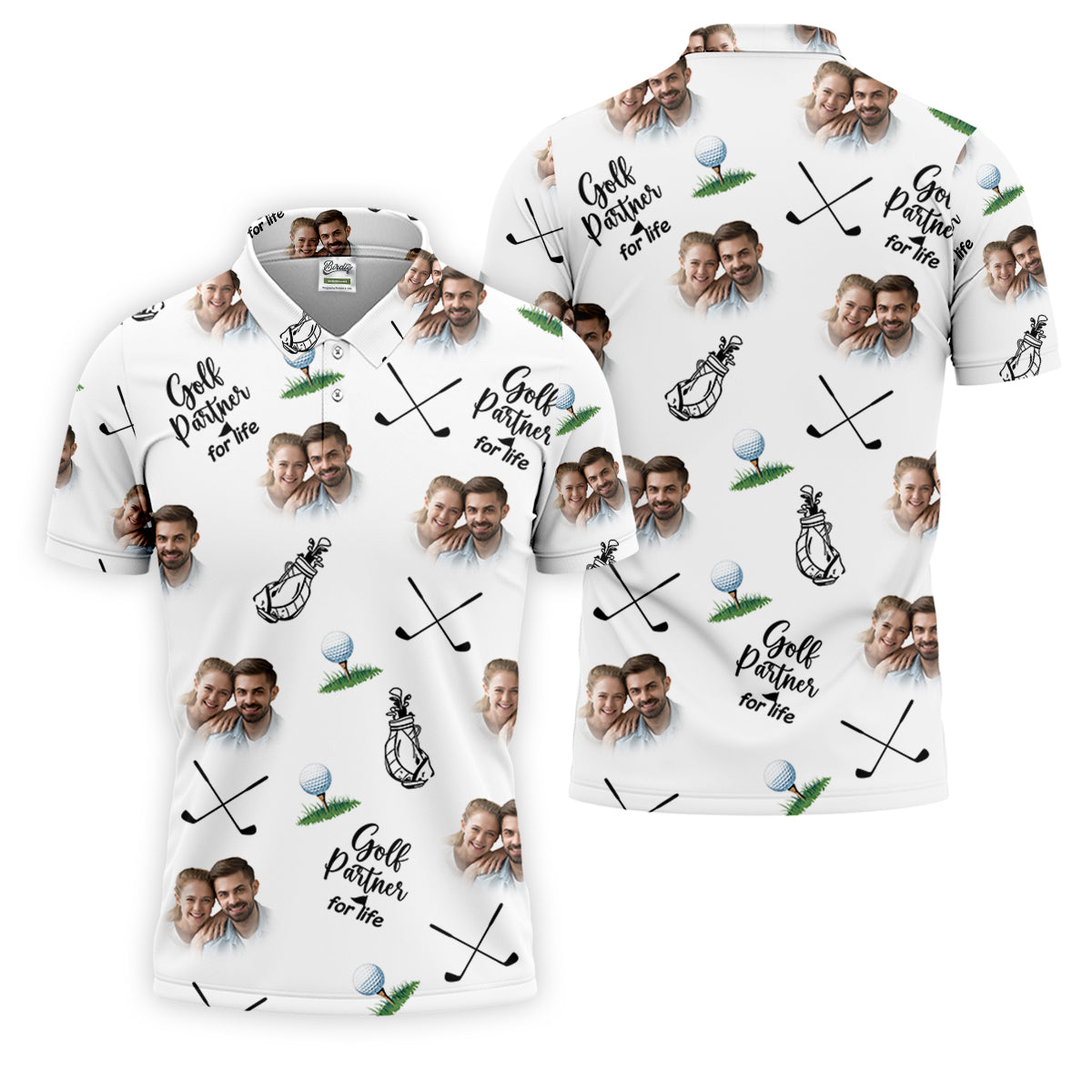 Golf Partner For Life Custom Photo White Golf Tops For Men, Valentines Golf Gift, Golf Gift For Men