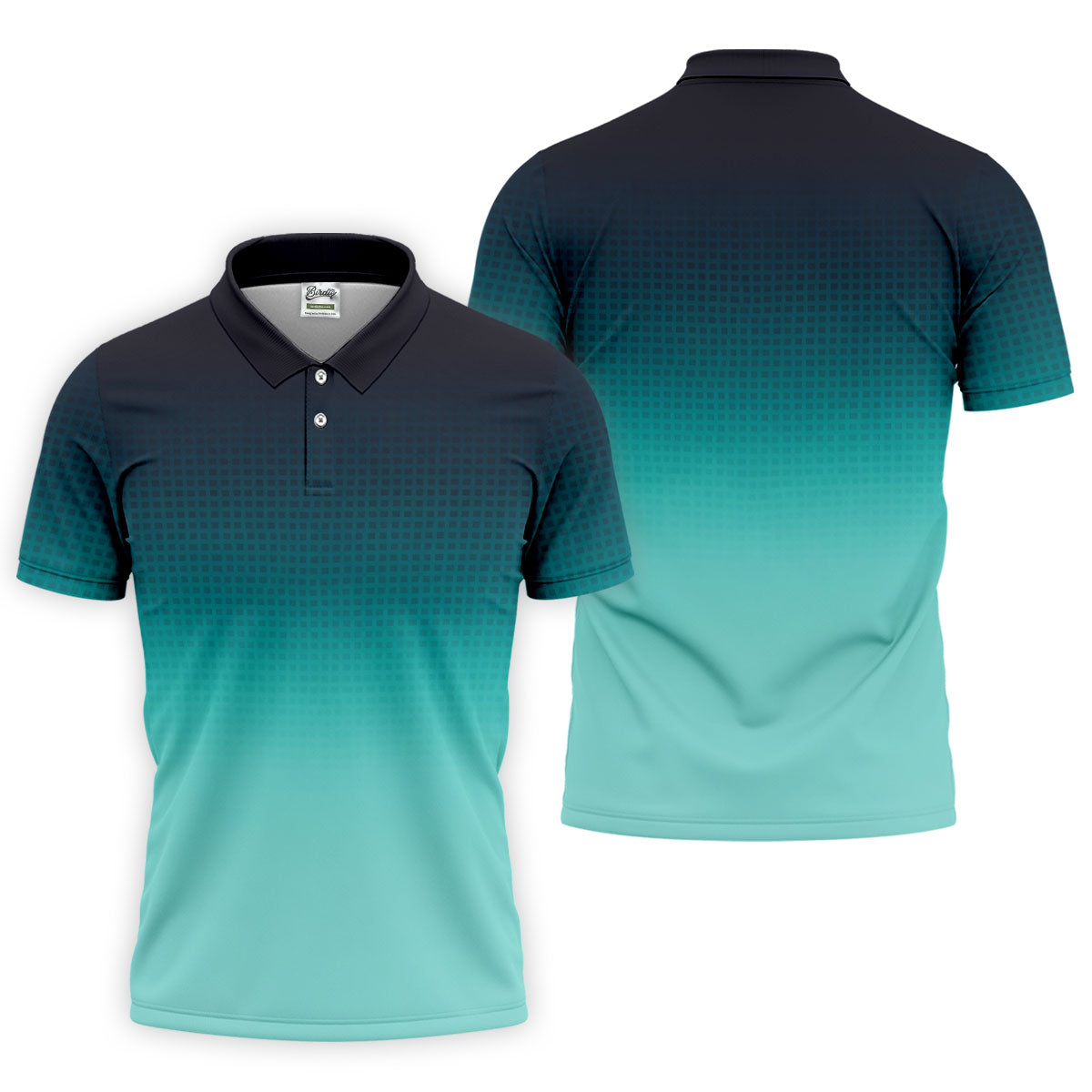 Turquoise Gradient Hawaiian Golf Shirt, Golf Tops For Men, Polo Shirtor Men