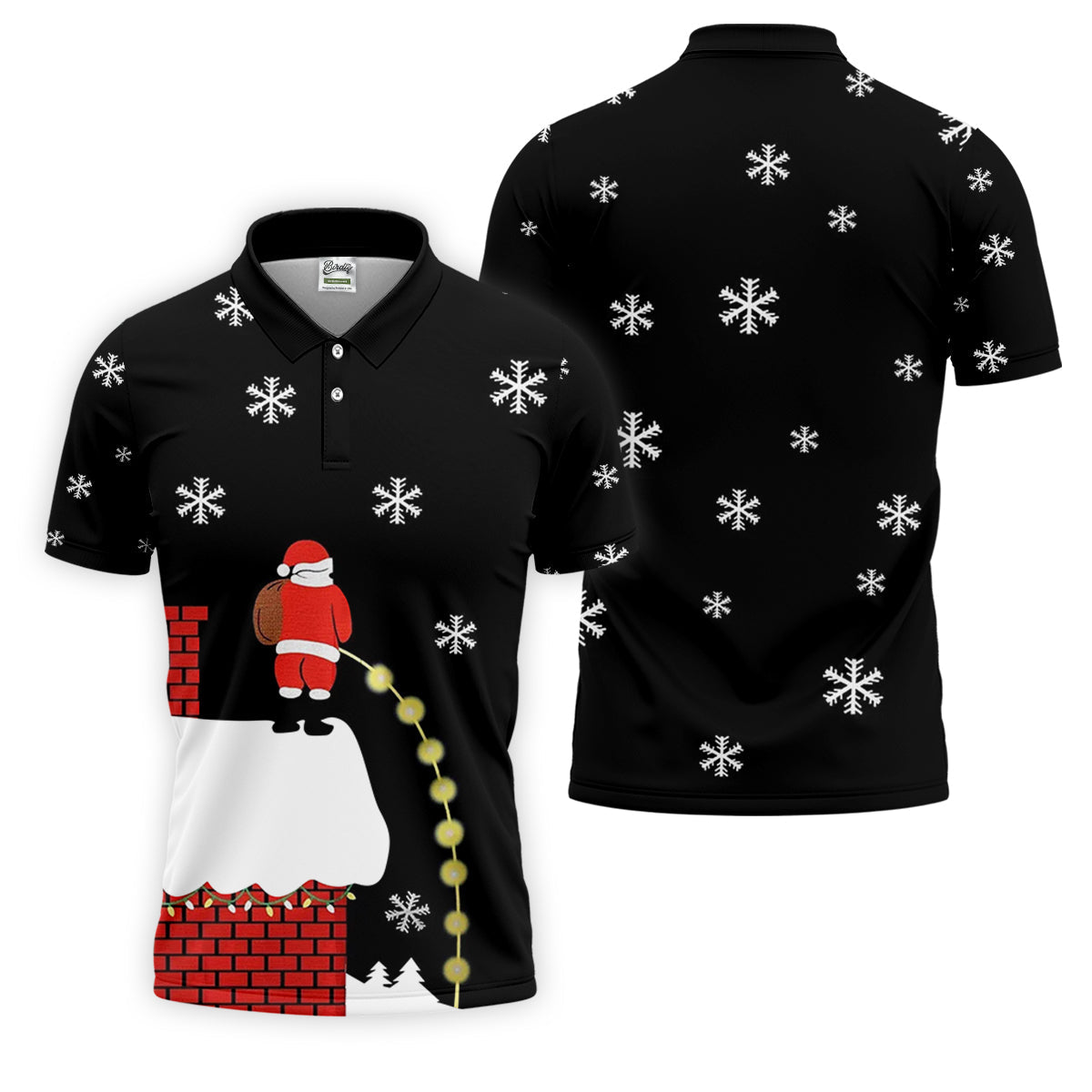 Santa Peeing Funny Christmas Golf Tops For Men, Christmas Golf Shirt, Men's Funny Golf Shirts