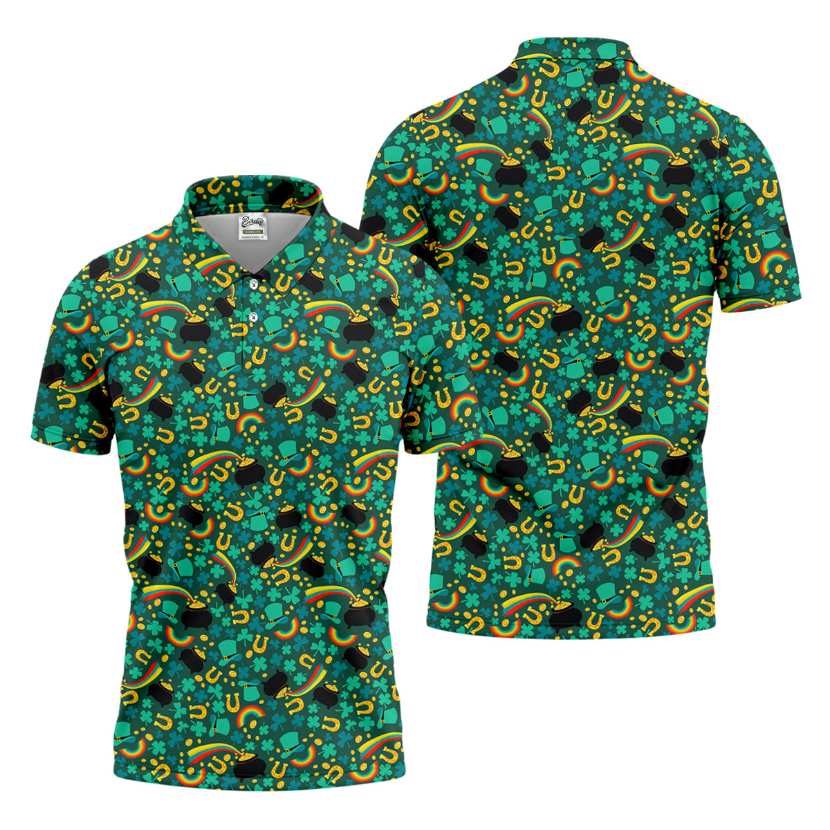 Shamrock Beer Lucky Four Leaf Clover St Patrick's Day Pot Of Gold Polo ShirtFor Men, Golf Gift For Men