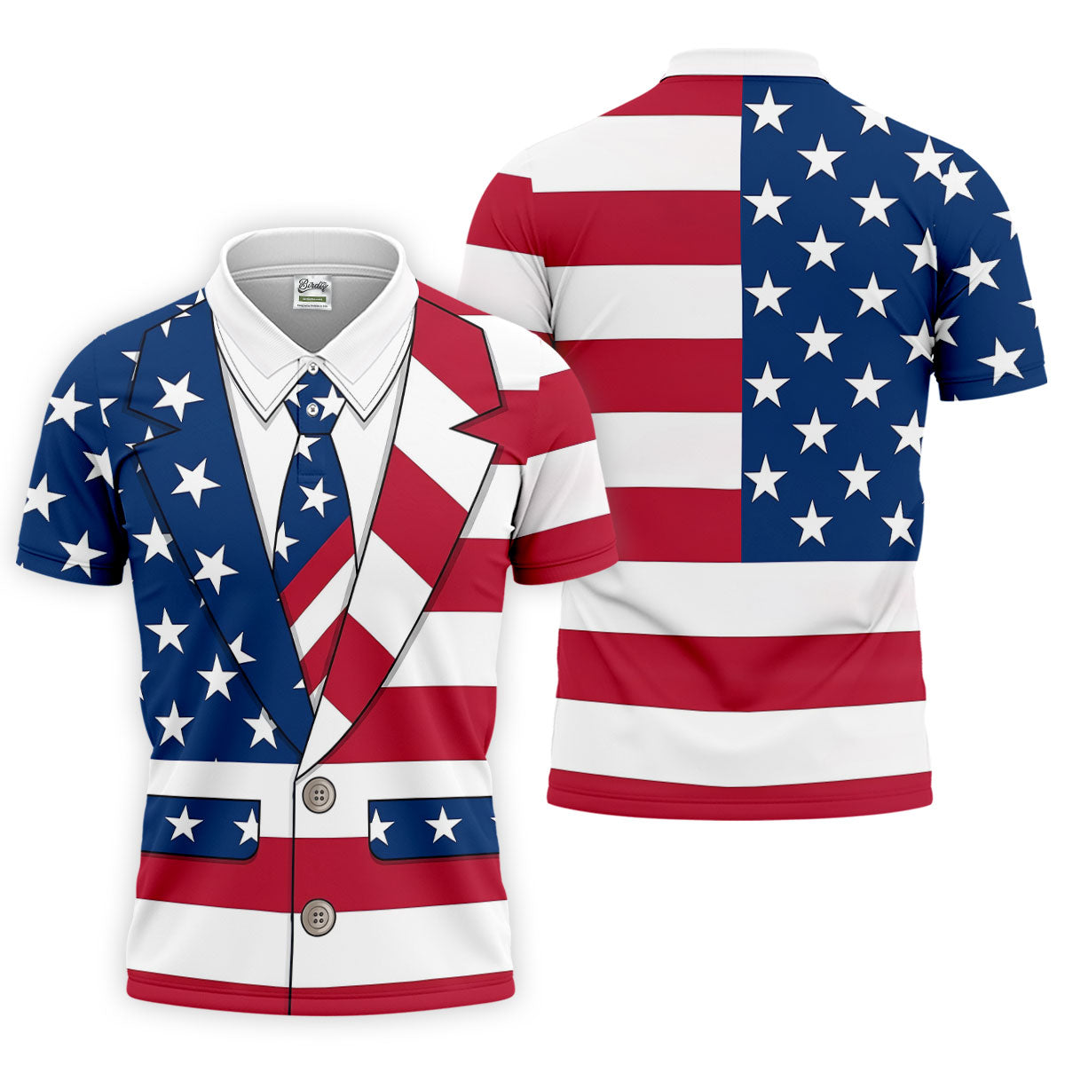 US Flag Tuxedo Costume Patriotic 4th Of July Golf Shirt, 250 Years Polo Shirtor Men