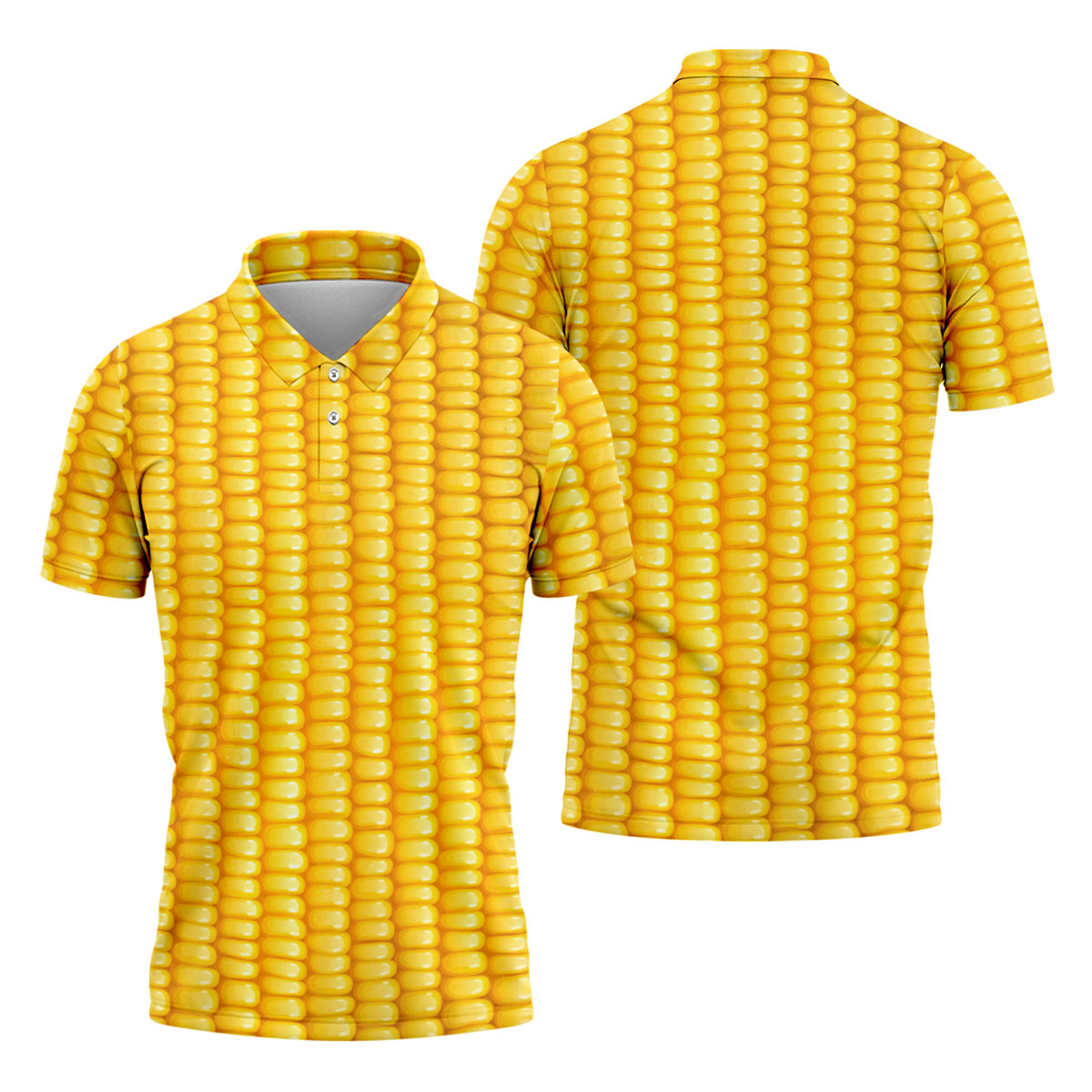 Realistic Sweet Corn Cob Print Design Hawaiian Golf Shirt, Golf Shirts For Men, Polo Shirts For Men