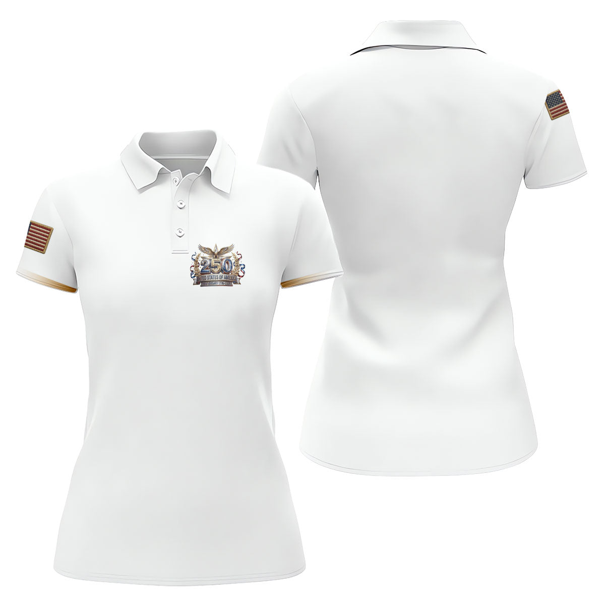 250 Years USA Anniversary 1776-2026 Ladies Golf Tops, America Patriotic Golf Shirt For Women