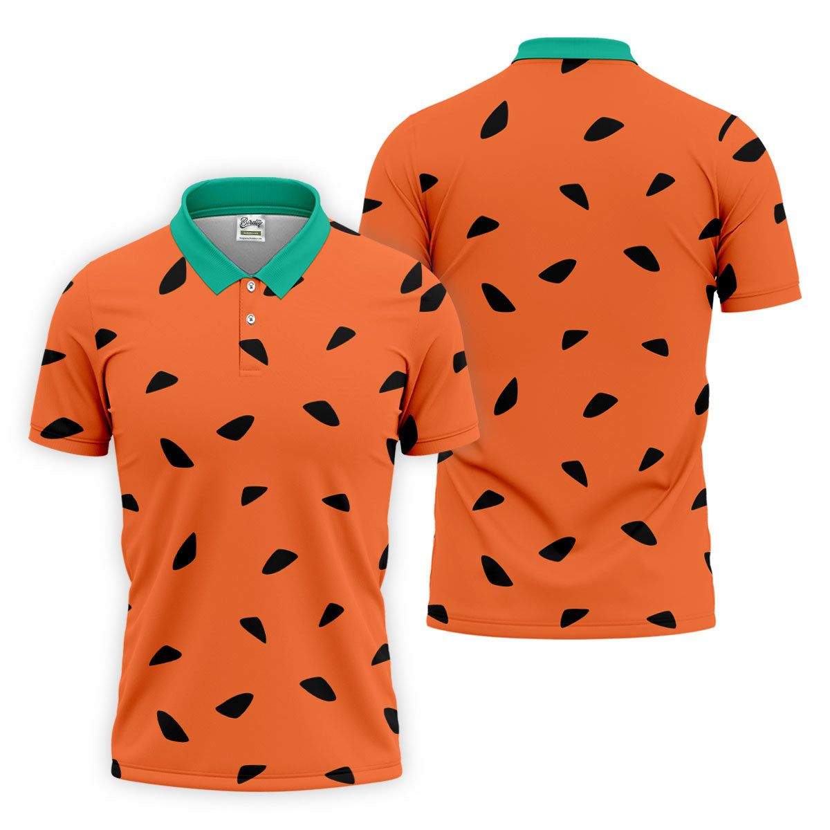 Watermelon Slice Polo Shirt, Orange Summer Design, Golf Shirts For Men