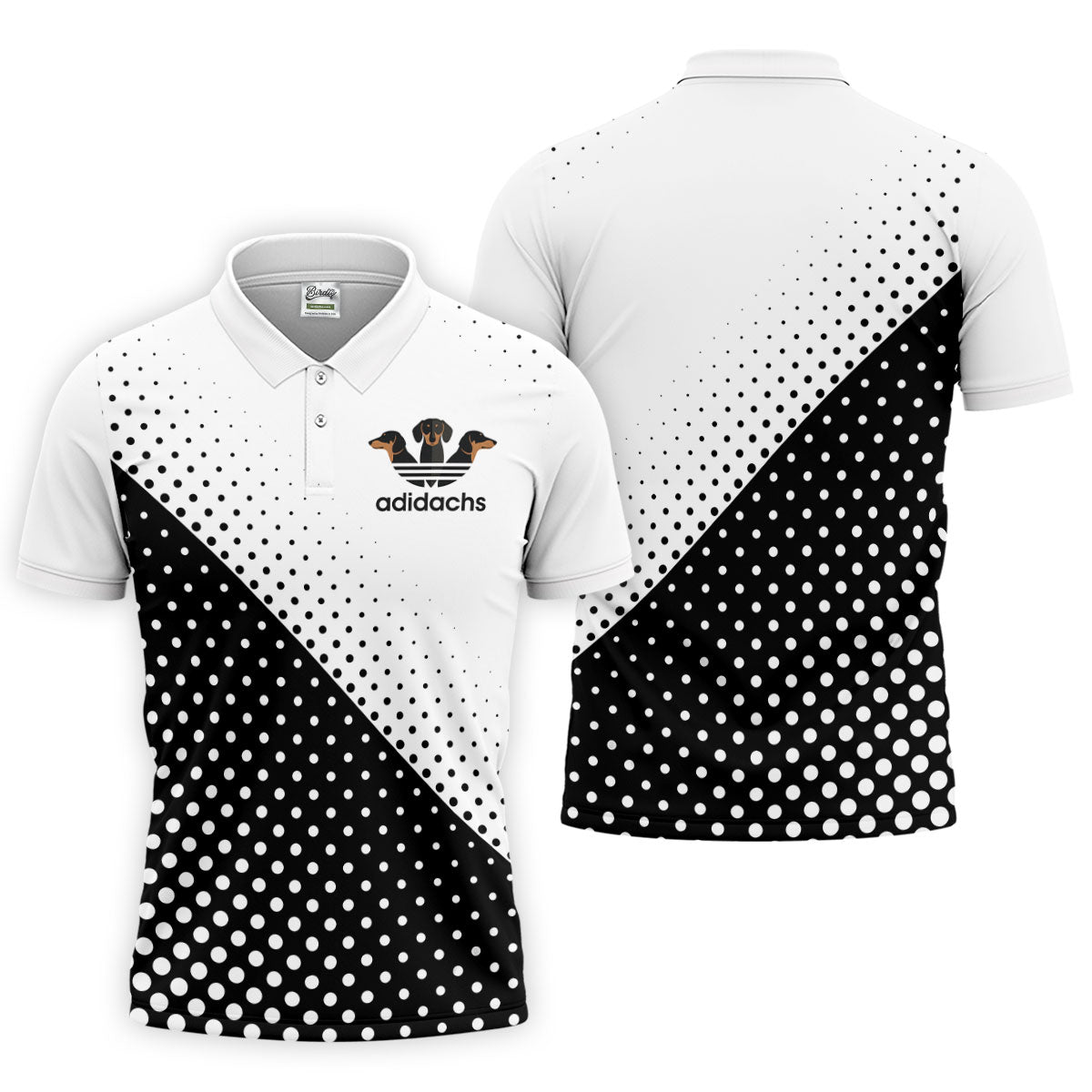 Adidachs Funny Dachshund White Golf Shirt, Men's Funny Golf Shirts, Polo Shirtor Men