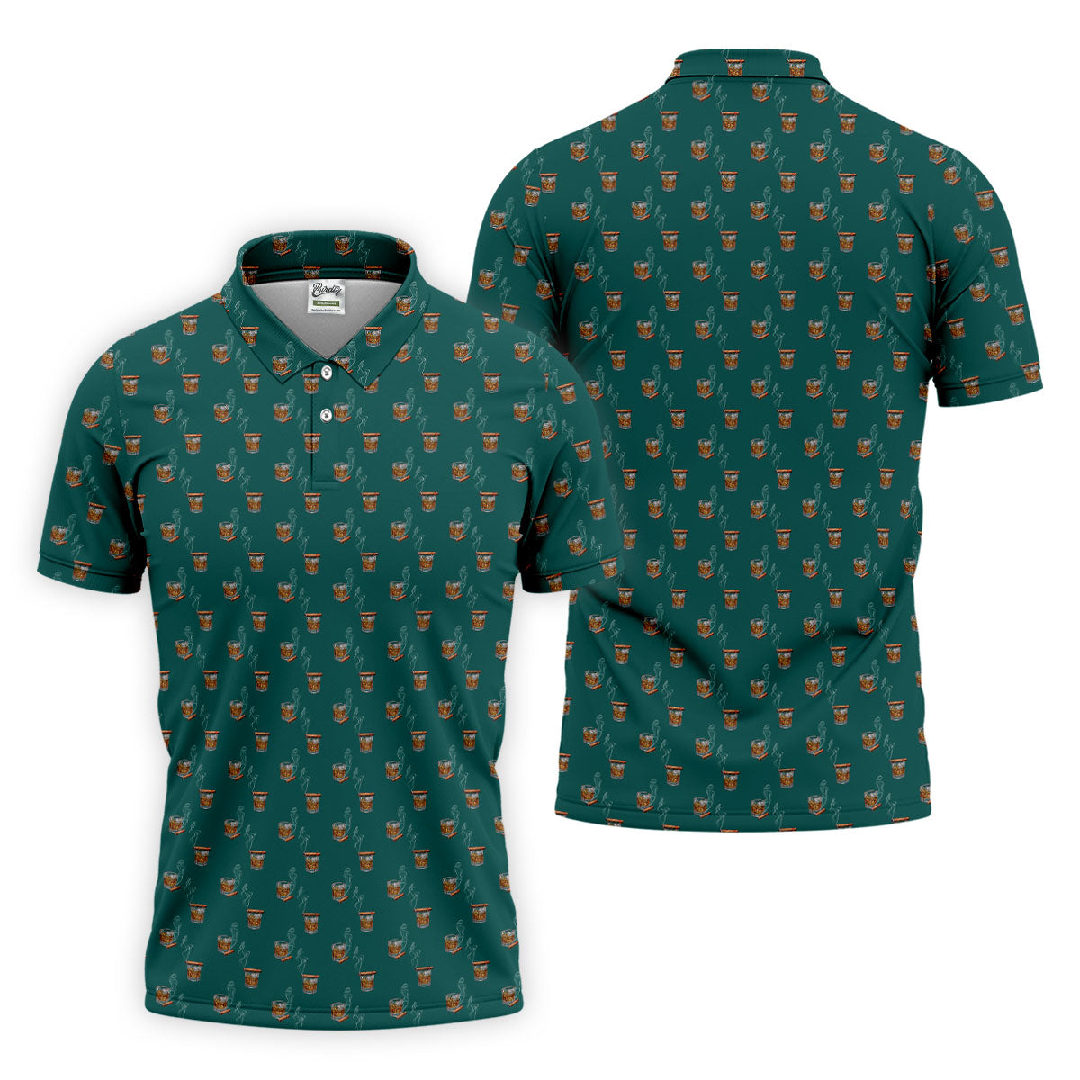 Smoke Whiskey Green Golf Shirt, Golf Whiskey Polo ShirtFor Men, Golf Shirts For Men