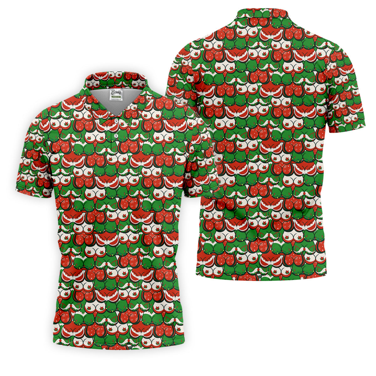 Funny Christmas Red And Green Men's Golf Polo Shirtristmas Golf Shirt, Cute Golf Outfit, Golf Gift For Men