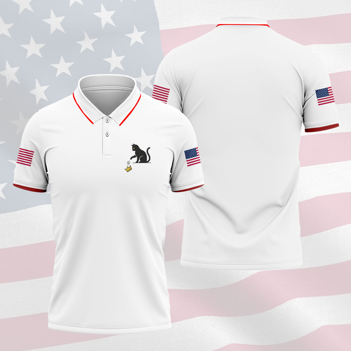 No King Naughty Cat 250 Years Patriotic Golf Shirt, Golf Shirts For Men, 4th Of July Golf Shirt