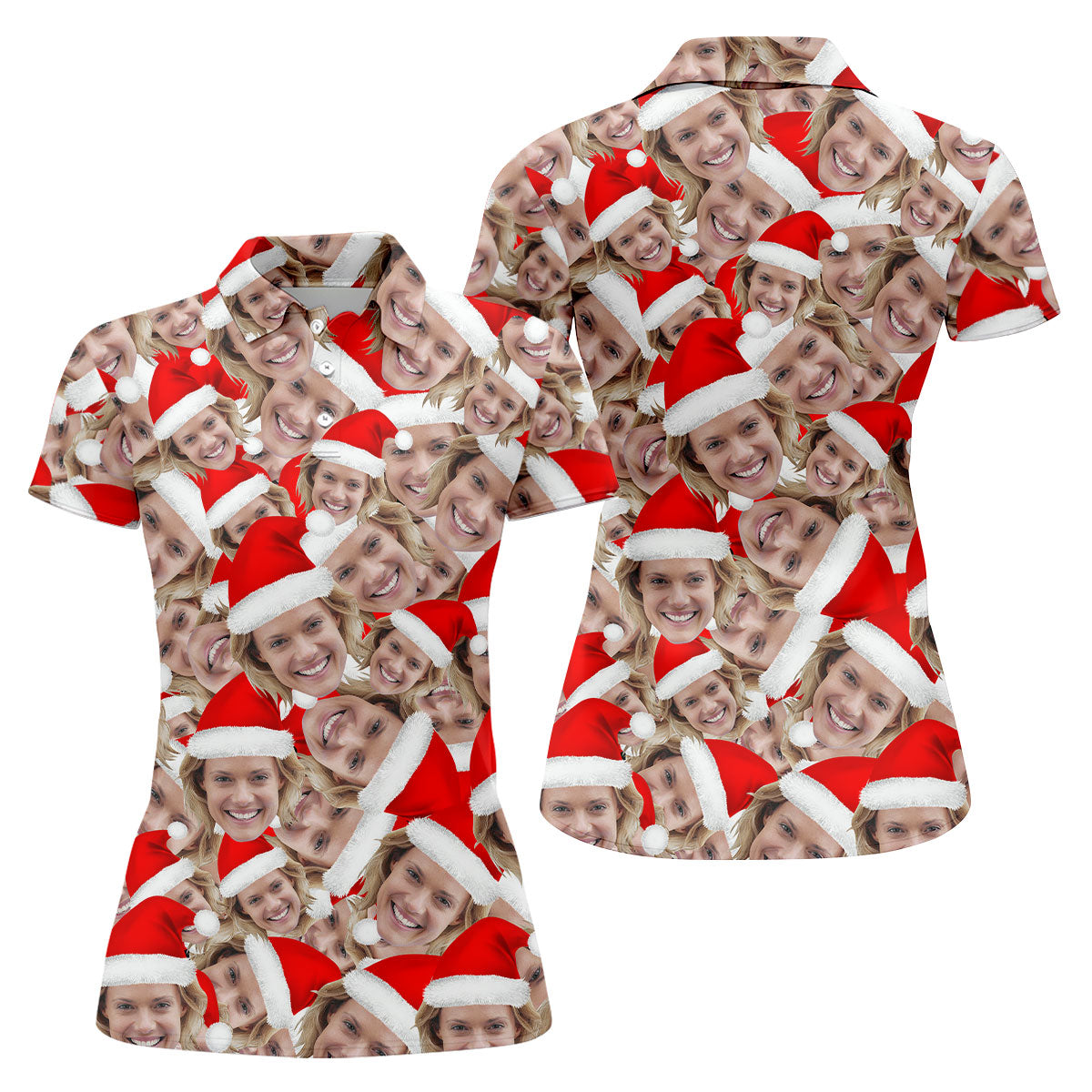 Funny Custom Face Christmas Golf Shirt, Women's Golf Shirts, Ladies Golf Polos, Christmas Golf Shirt