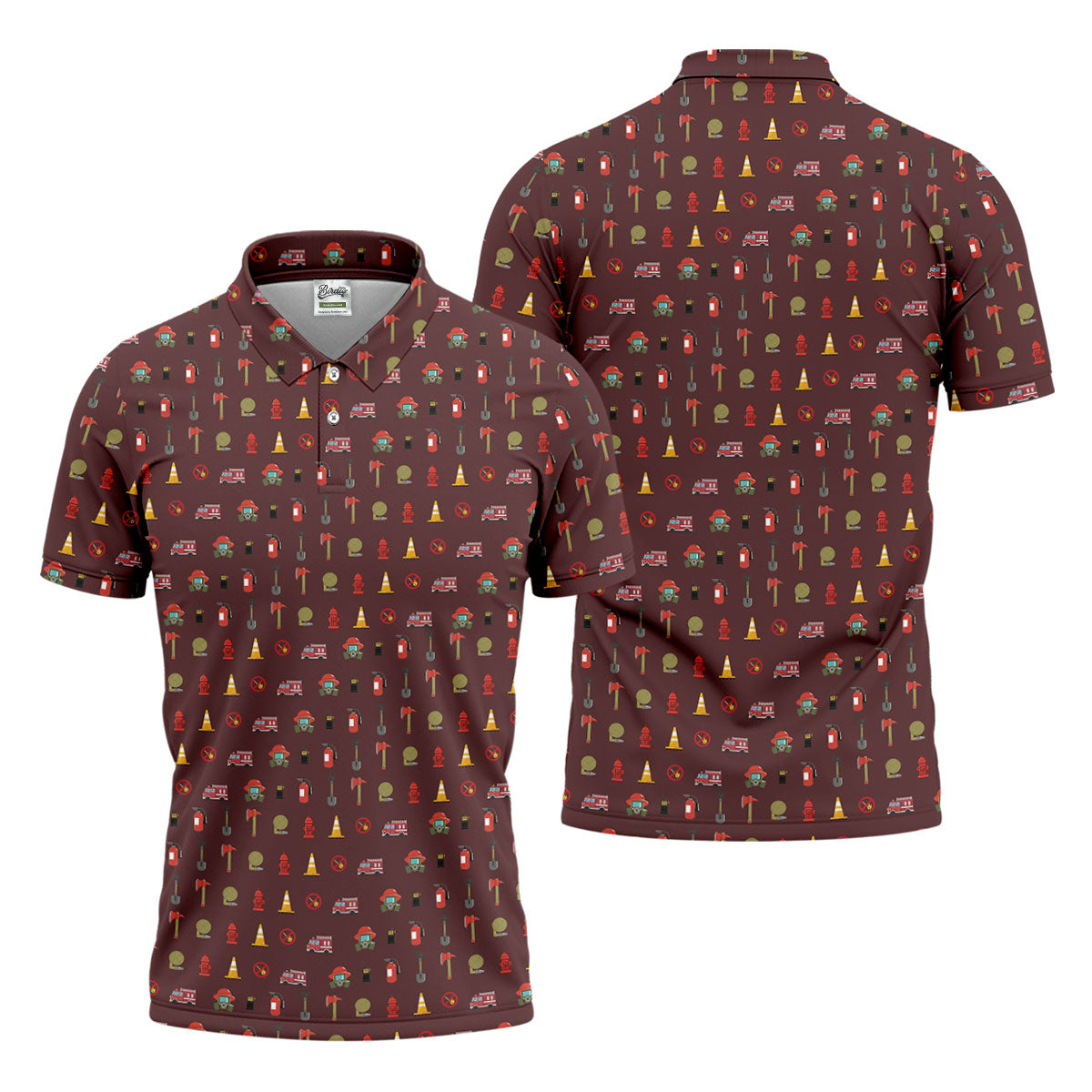 Fireman Patter Men's Funny Golf Shirts, Golf Tops For Men, Polo ShirtFor Men, Golf Shirts For Men