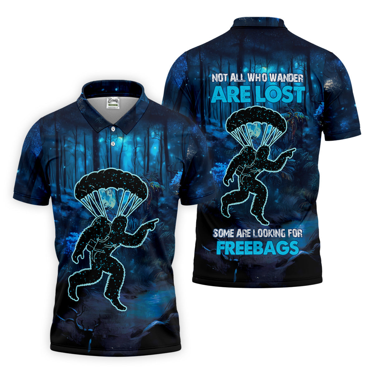 Not All Who Wander Are Lost Some Are Looking For Freebags Funny Bigfoot Skydiving Shirt, Men's Skydive Outfit