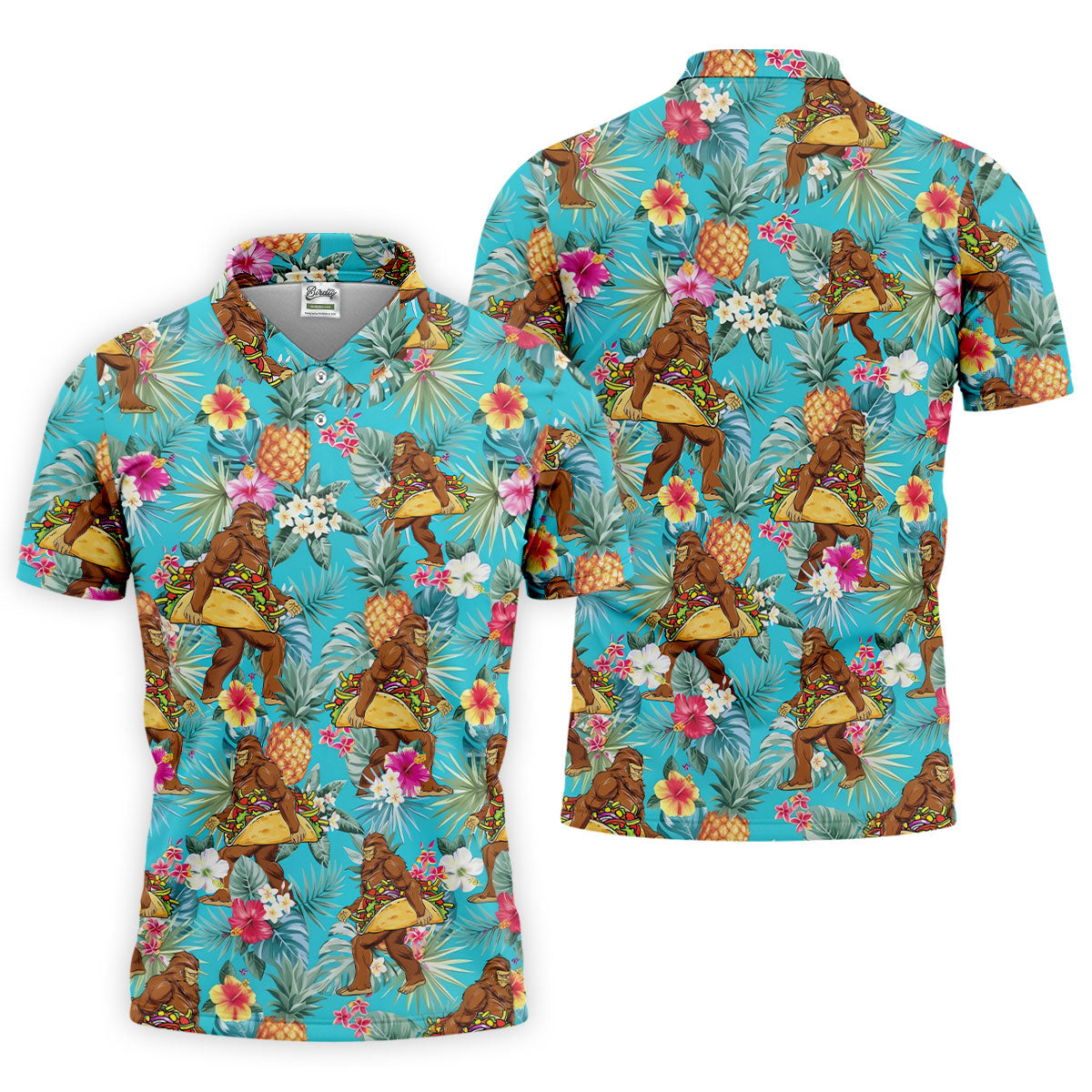 Bigfoot Taco Fiesta Time Hawaiian Golf Shirt, Cinco De Mayo Celebration Golf Shirts For Men