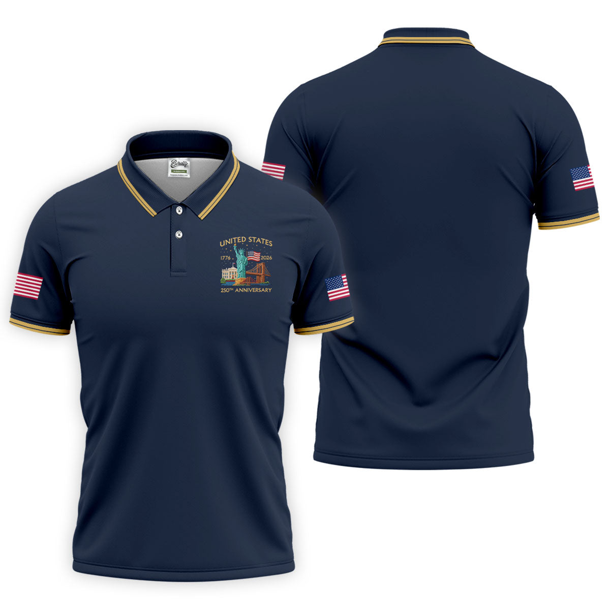 America 1776-2026 Patriotic Golf Polo ShirtS 250th Anniversary 4th Of July Golf Shirts For Men