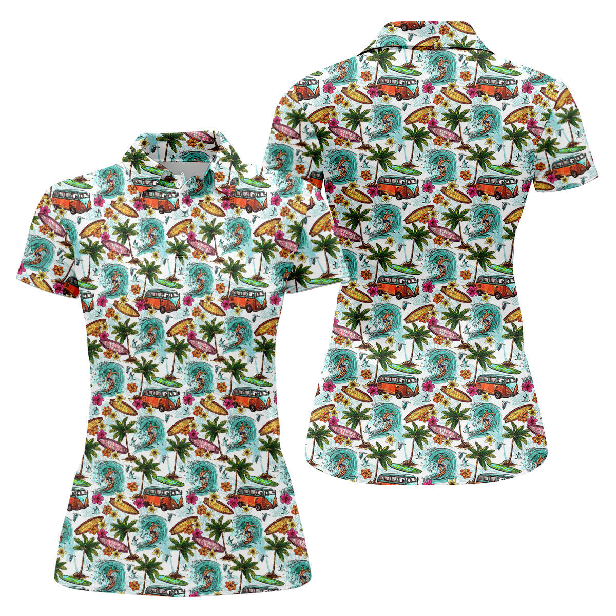 Tropical Trip Big Wave Riders Hawaiian Golf Shirt, Golf Shirt For Women, Golfing Apparel