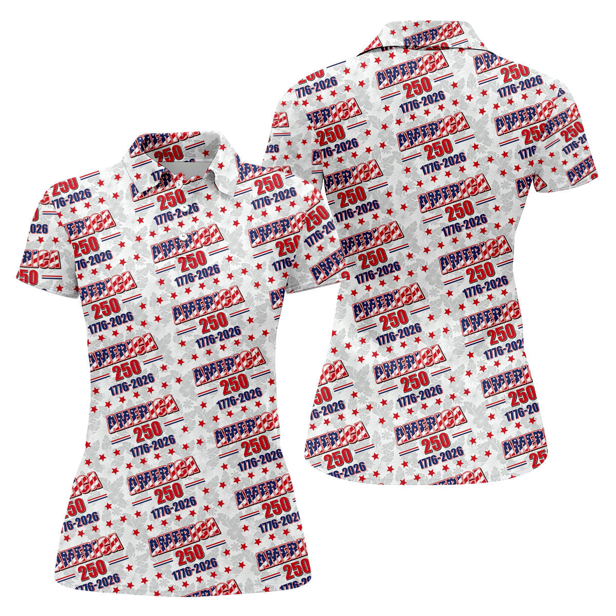 America 250 Tropical Floral 4th Of July Golf Shirt, Patriotic Golf Shirt, Golf Shirt For Women