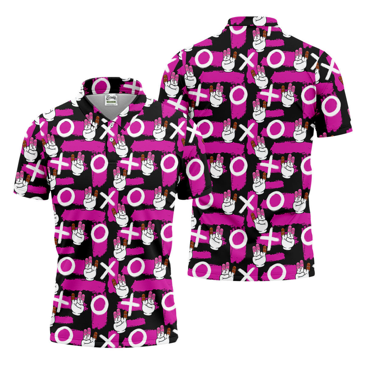 Chocolate Fingers Adult Humor XOXO Black Purple Fun Golf Shirts For Men, Valentines Golf Gift, Polo ShirtFor Men