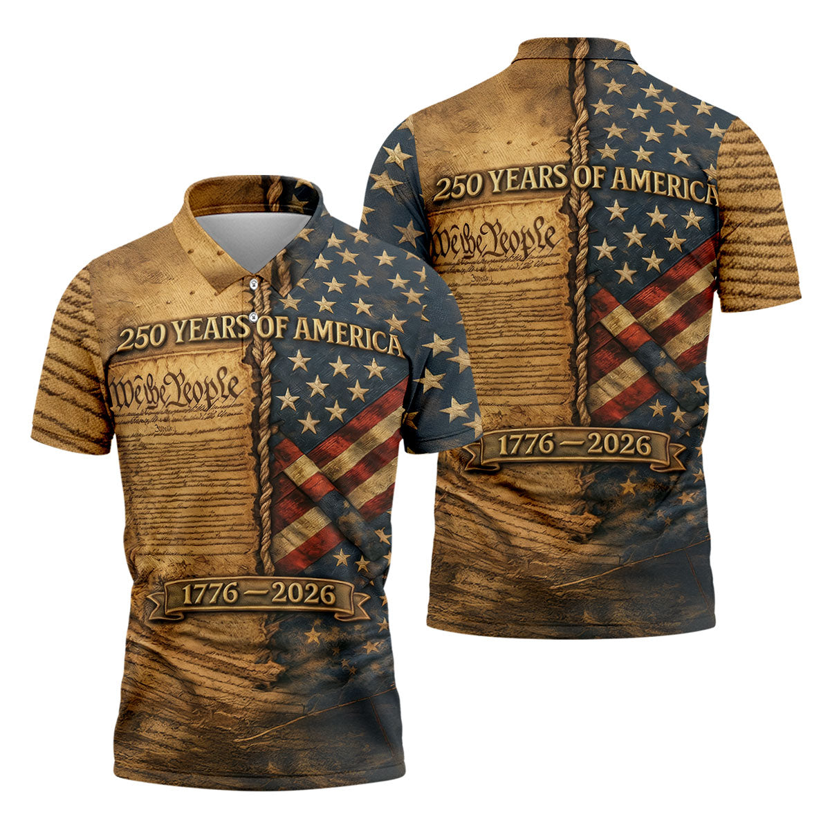 We The People 250 Years Of America 1776-2026 4th Of July Golf Shirt, Retro Golf Shirt, Golf Shirts For Men