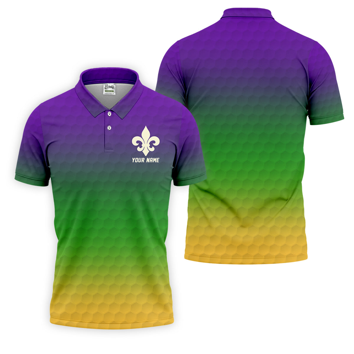 Purple Green Gold Golf Ball Pattern Mardi Gras Golf Shirt, Golf Tops For Men, Polo ShirtFor Men