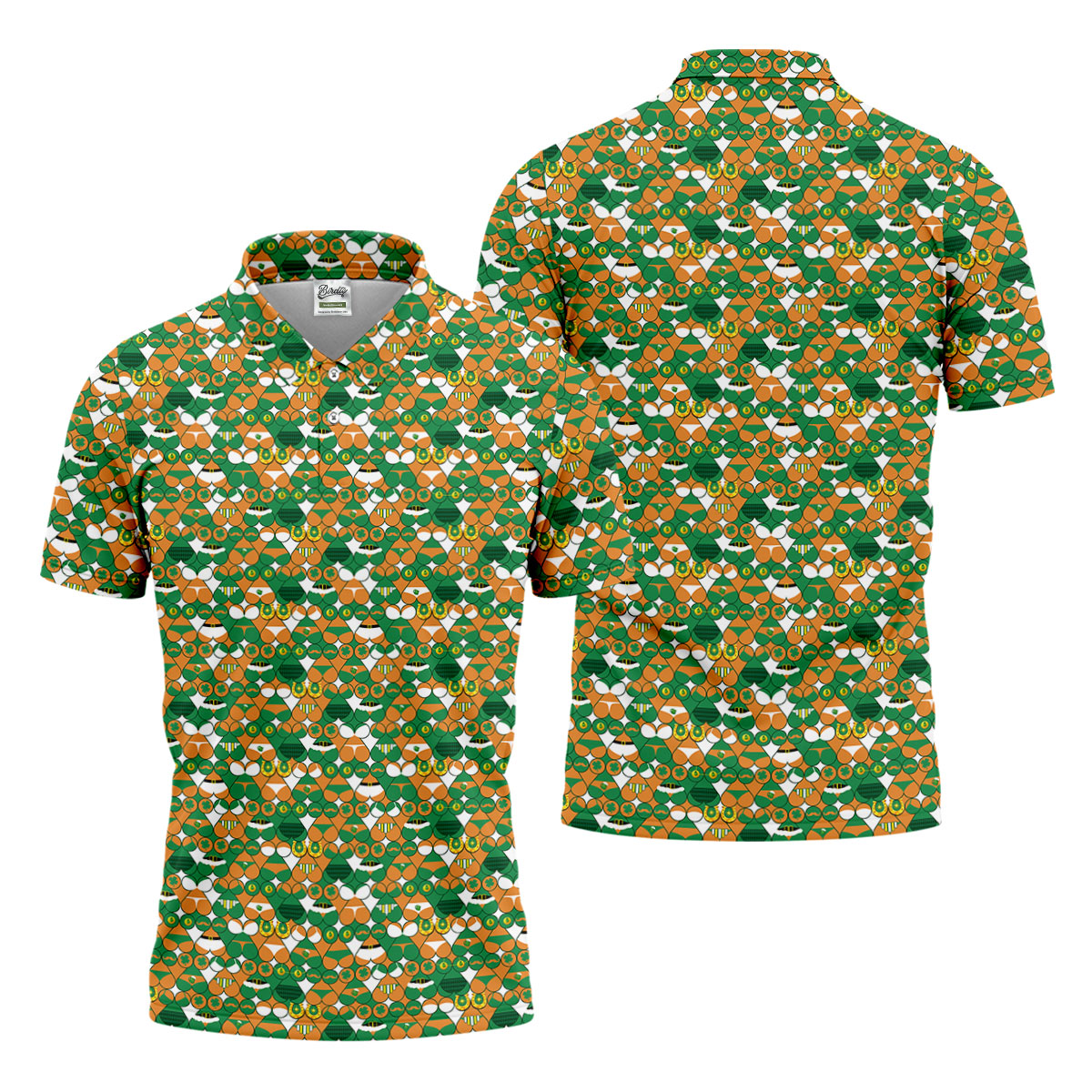 Naughty Fun Adult Humor St Patrick's Day Golf Shirt, Green Orange White Polo ShirtFor Men