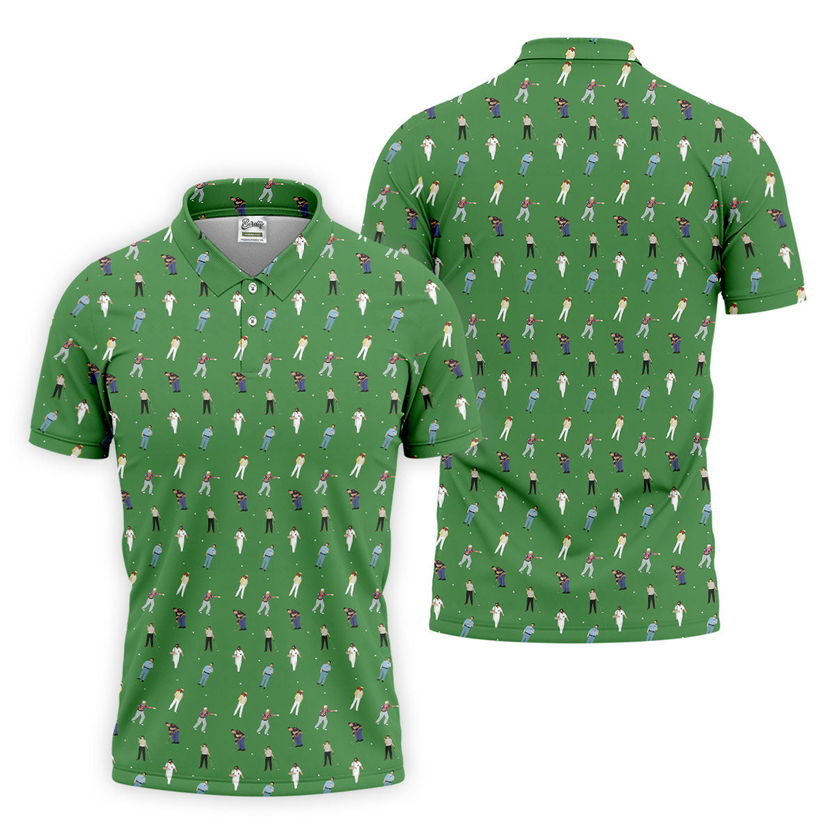 Sports Comedy Characters Golf Pose Green Golf Shirt, Golf Shirts For Men, Polo ShirtFor Men