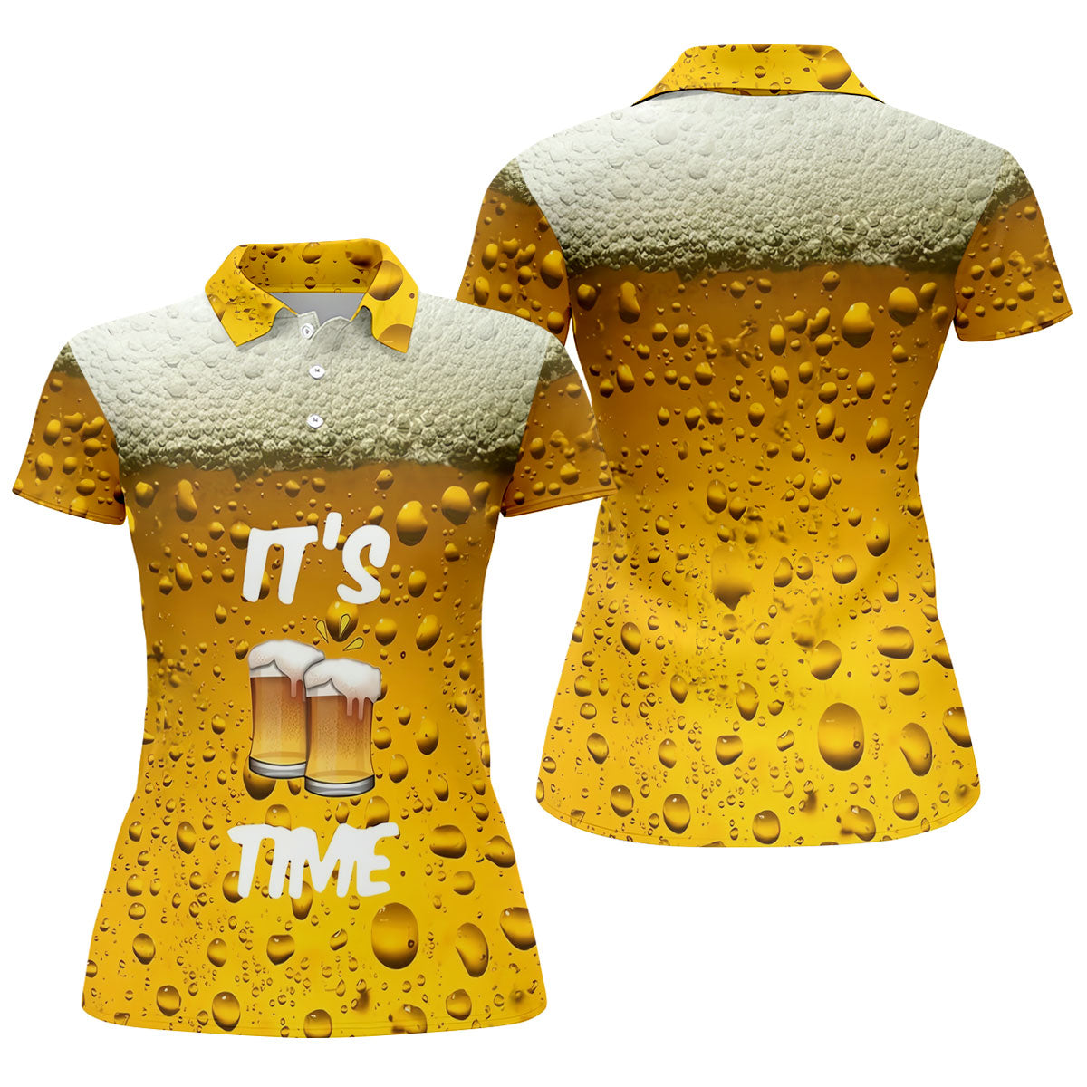 It's Time Golf And Beer Women's Golf Tops, Hawaiian Golf Shirt, Ladies Golf Polos