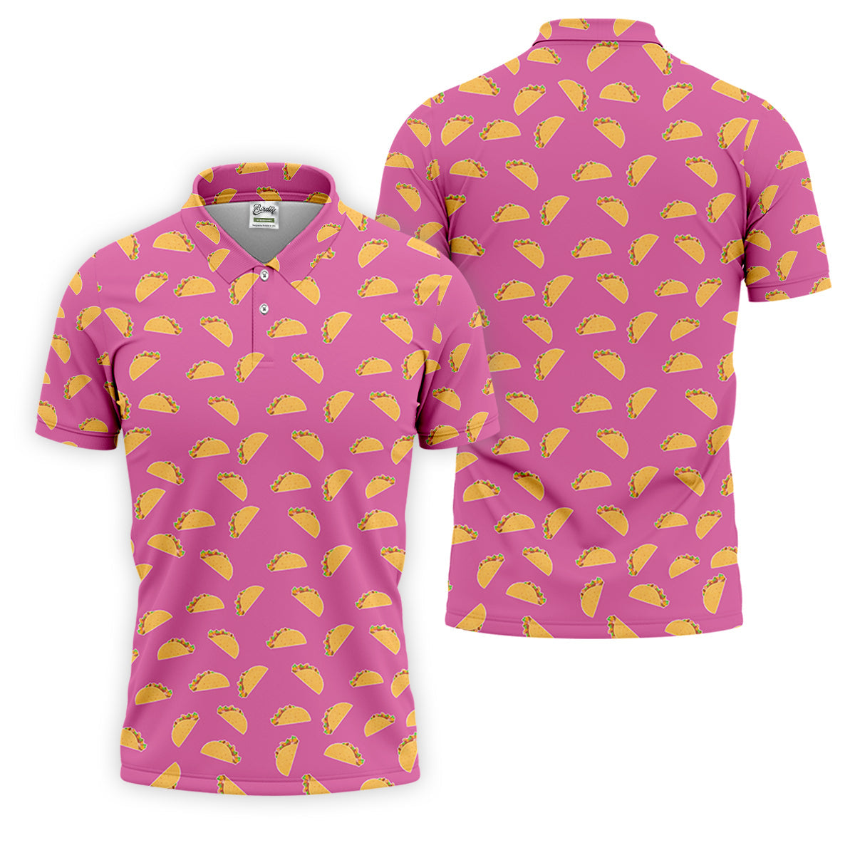 The Pink Taco Seamless Pattern Golf Tops For Men, Polo Shirt Men, Golf Shirts For Men