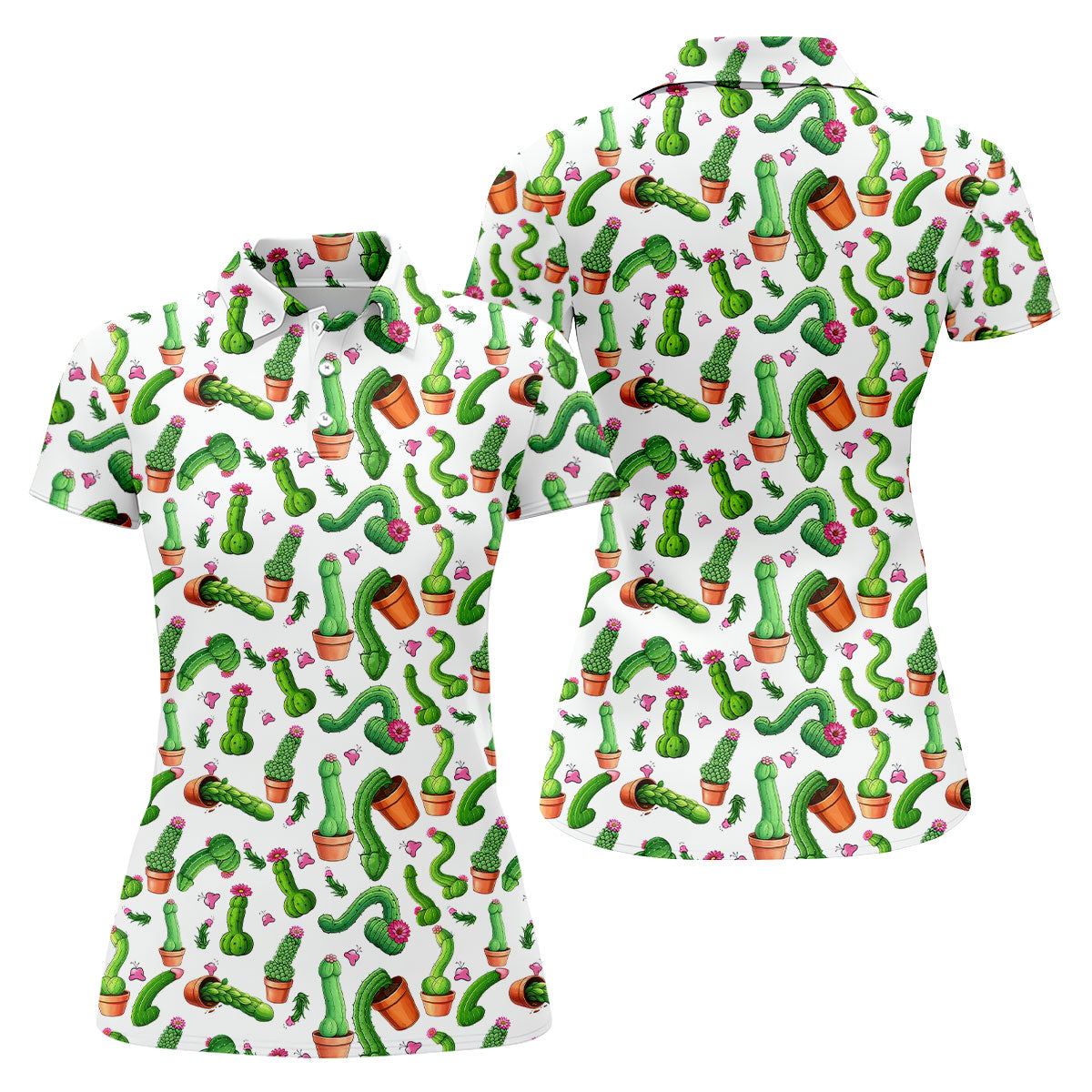 Funny Cactus Adult Humor Women Golf Shirts, Ladies Golf Shirt, Valentines Golf Gift, Golf Gifts For Women