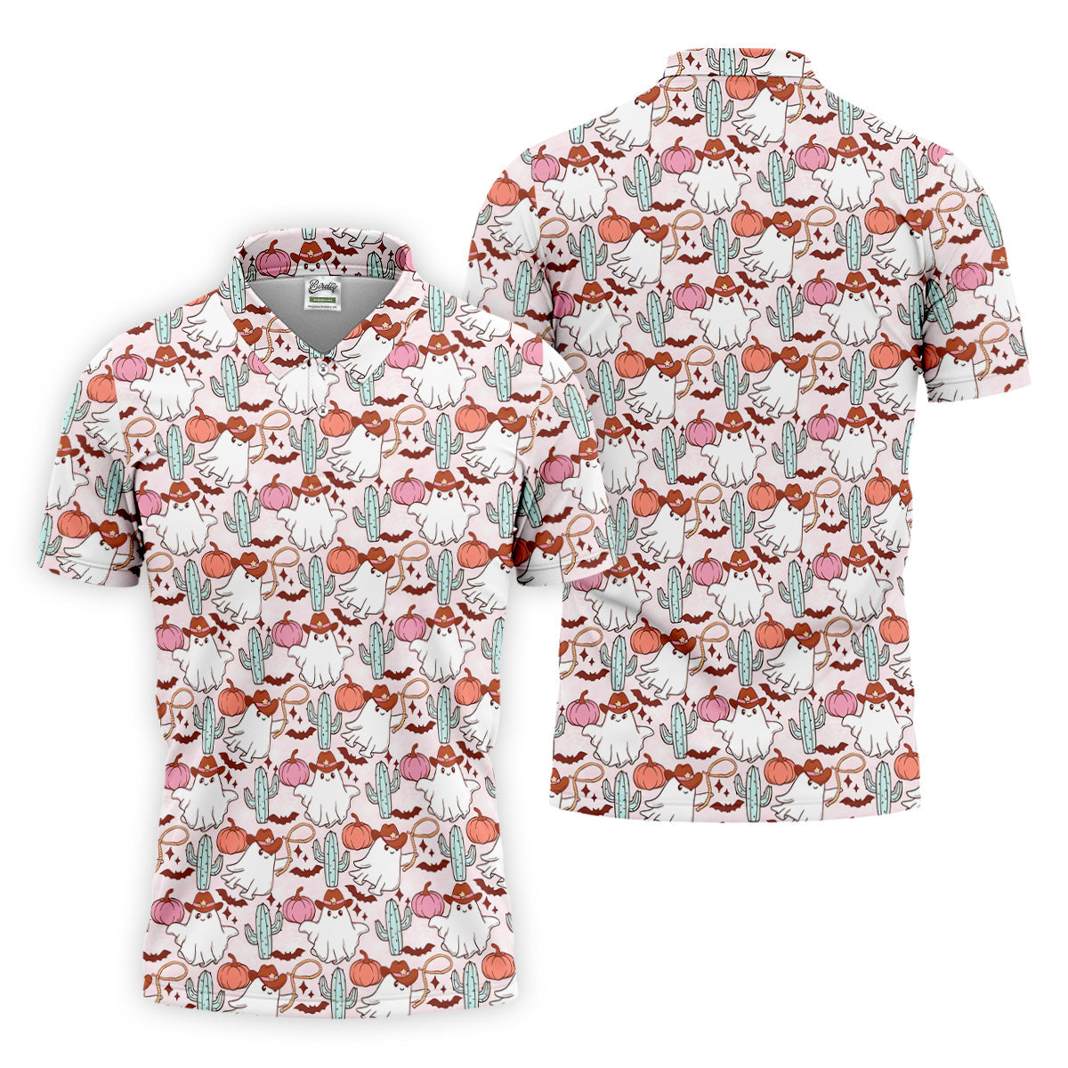 Cowboy Ghost Howdy Halloween Fun Golf Shirts For Men, Polo ShirtFor Men, Golfing Apparel