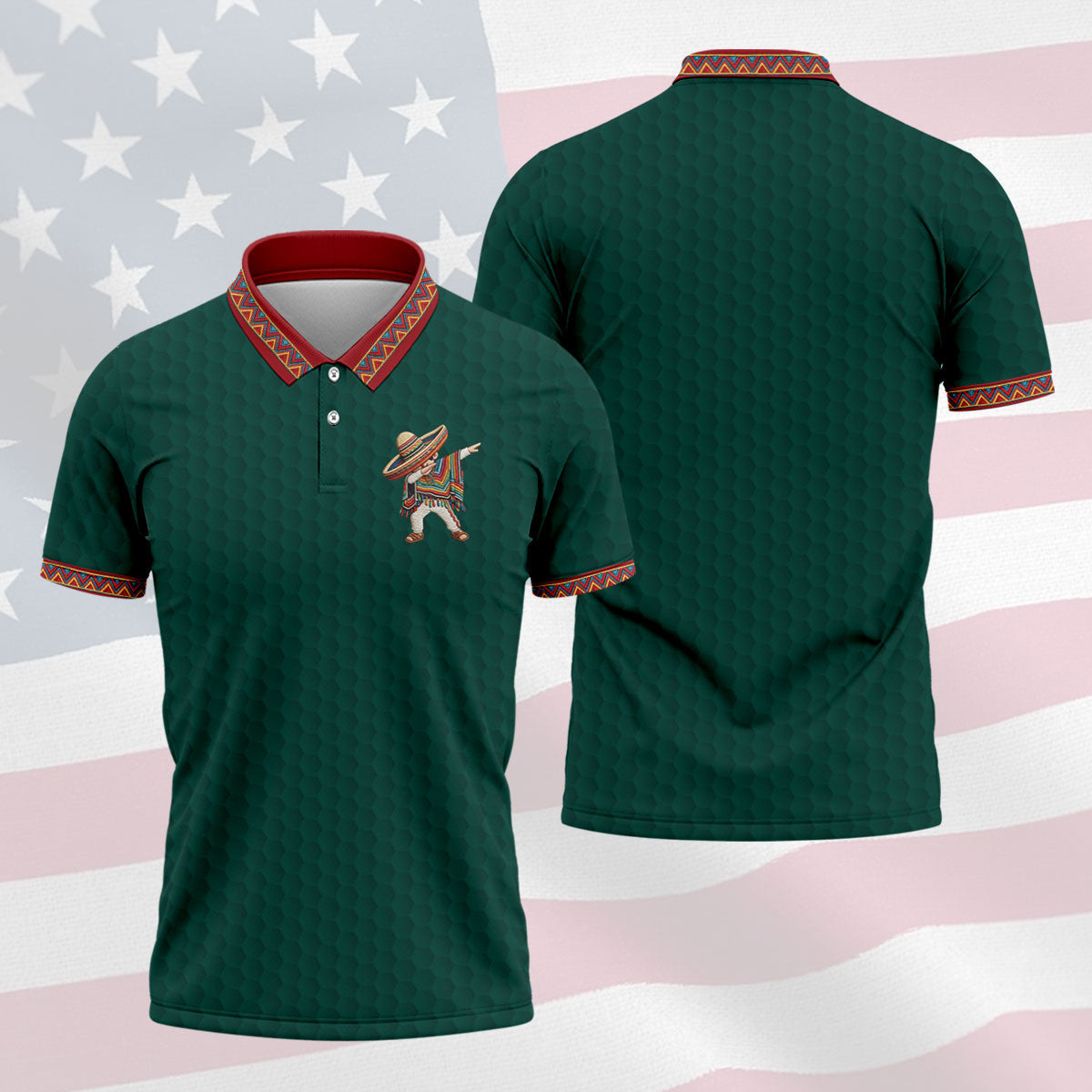 Cinco De Mayo Celebration Golf Ball Pattern Green Golf Shirt, Polo Shirtor Men
