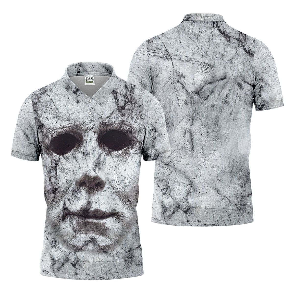 Horror Myer Face Polo ShirtFor Men, Horror Cosplay Golf Tops For Men, Halloween Golf Shirt