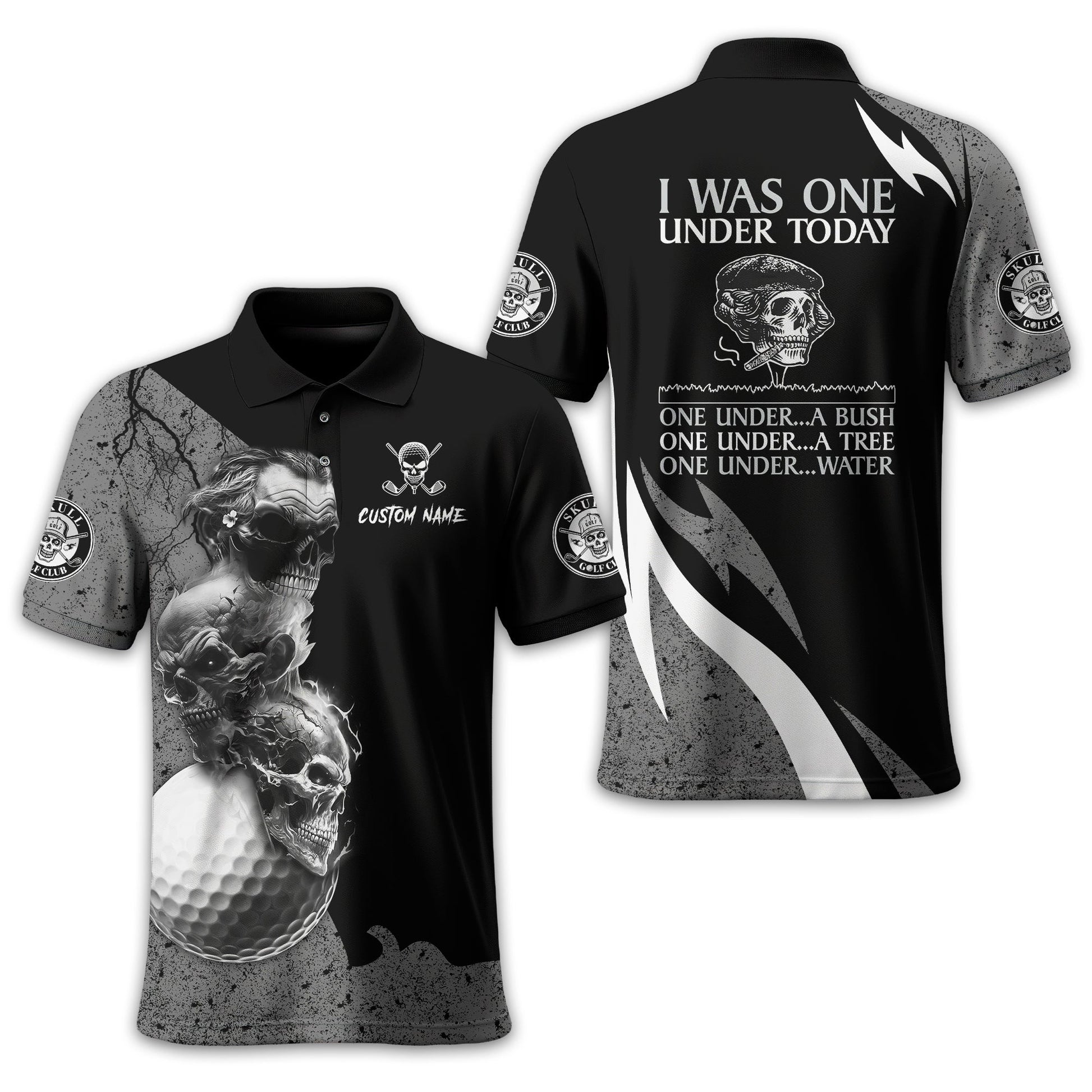 I Was One Under Today Custom Golf Polo ShirtSkull Golf Shirt, Gift For Golfers, Funny Golf Polo Shirt