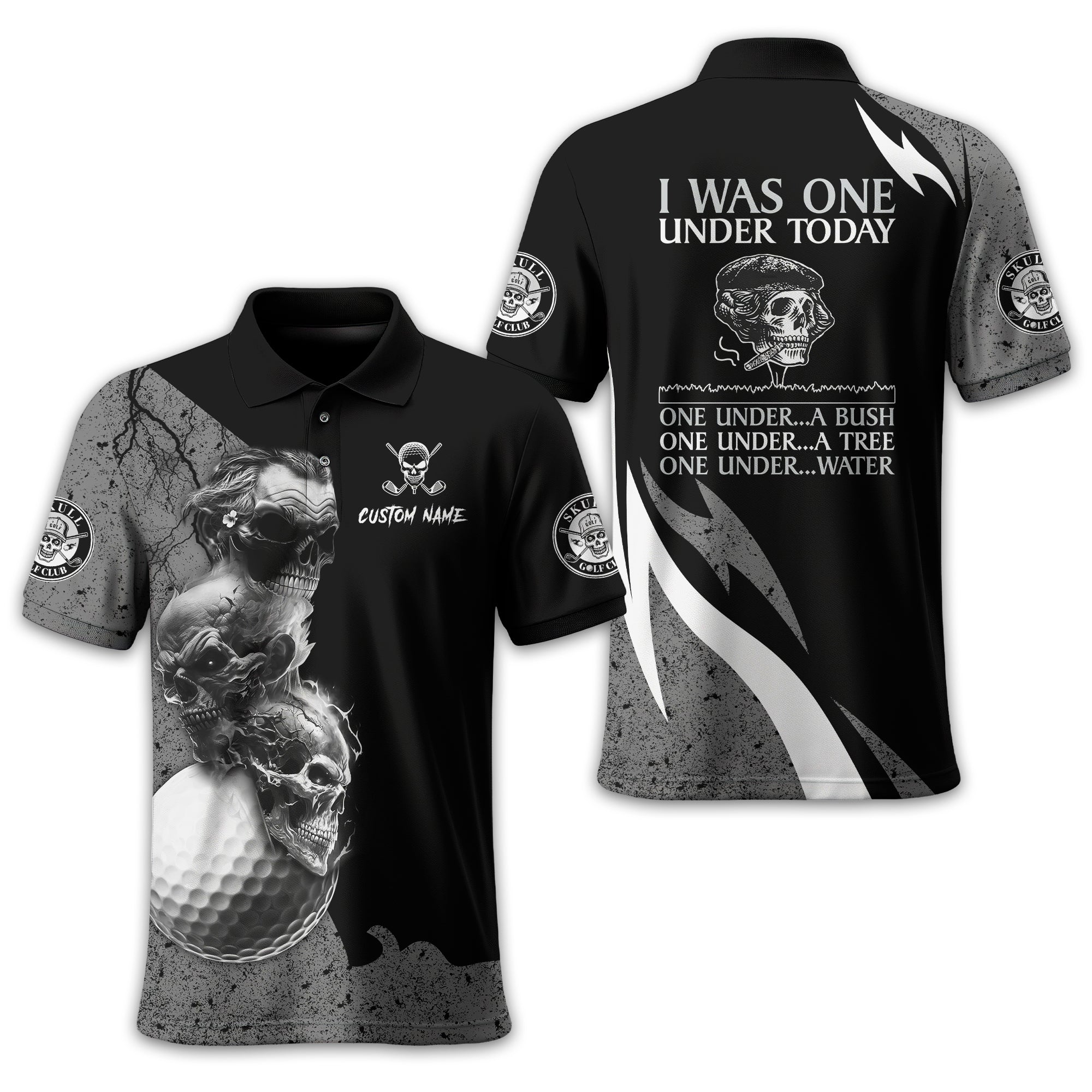 I Was One Under Today Custom Golf Polo ShirtSkull Golf Shirt, Gift For Golfers, Funny Golf Polo Shirt