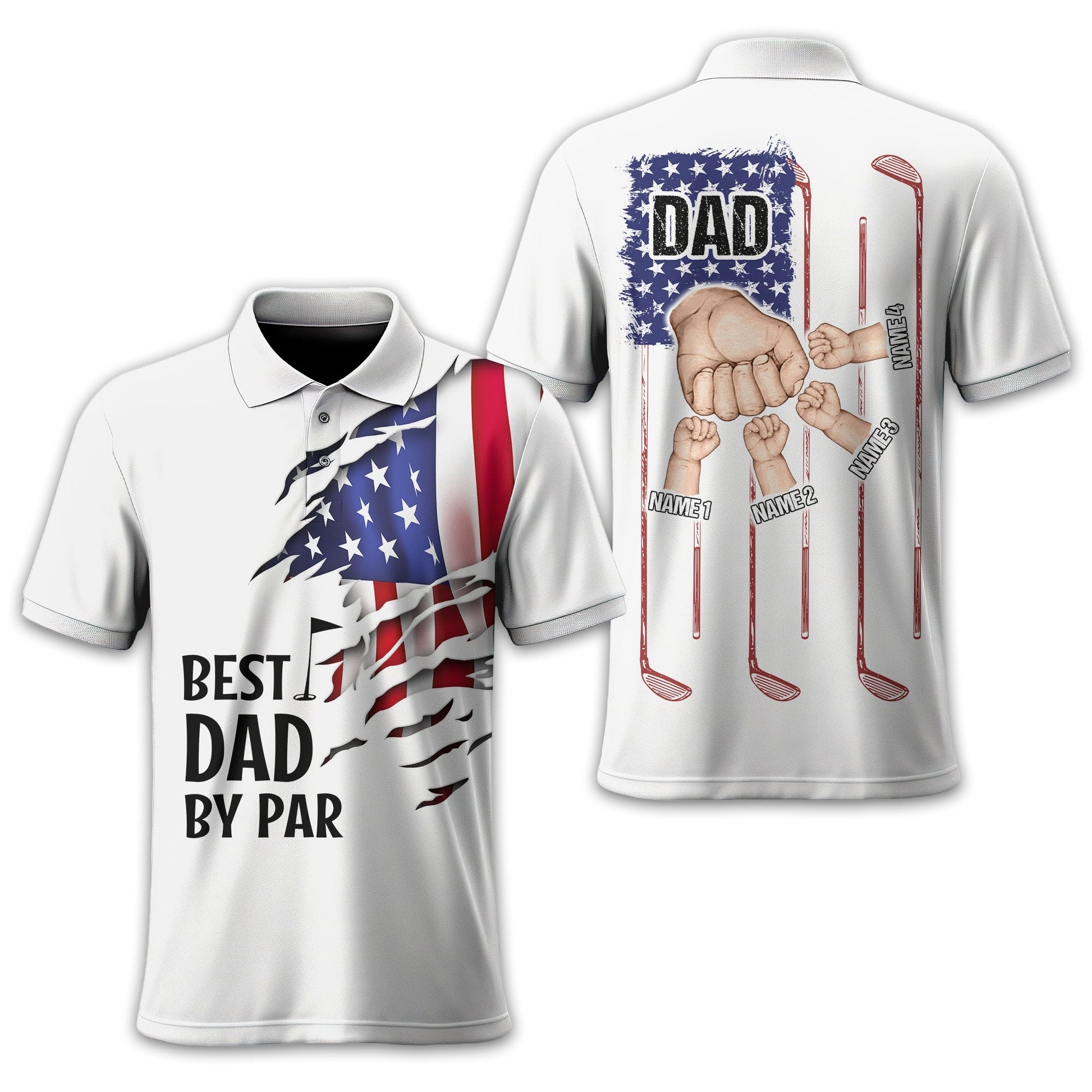Best Dad By Par Custom Golf Polo ShirtGift For Golfers, Golf Gift For Men