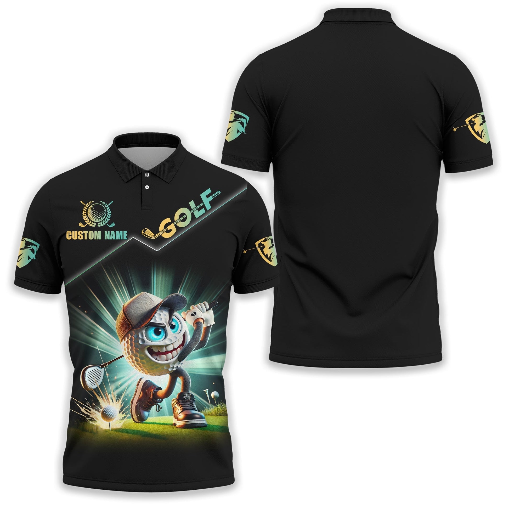 Funny Golf Ball, Custom Funny 3D Men's Golf Polo ShirtGolfing Apparel, Gift For Golfers